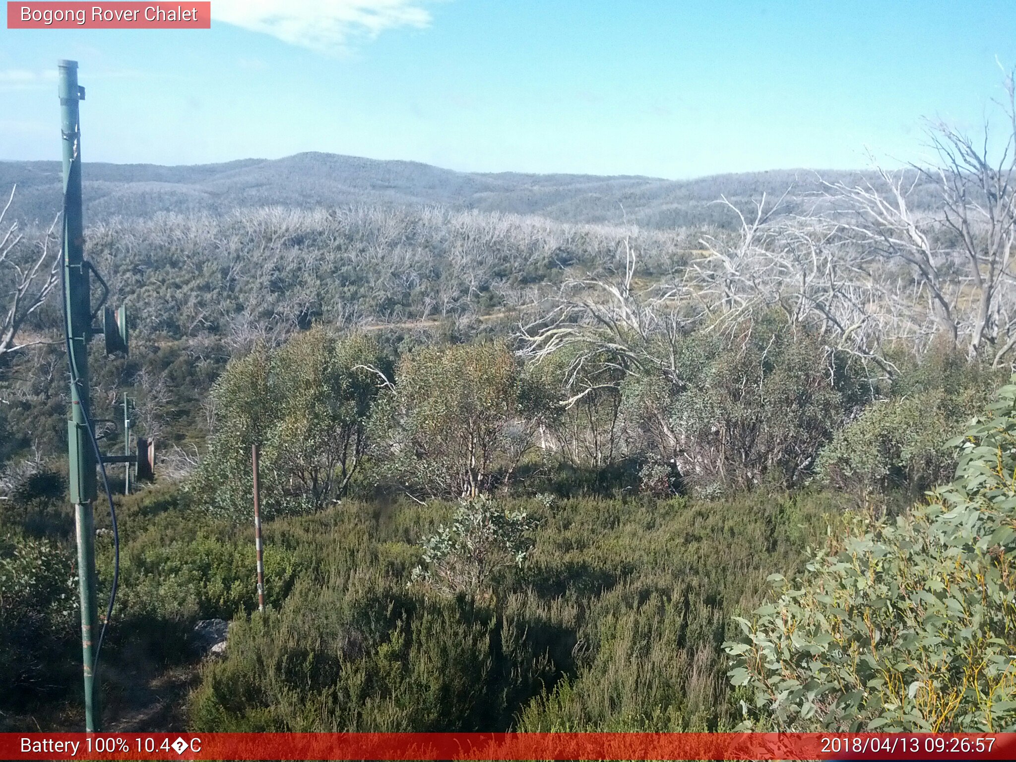 Bogong Web Cam 9:26am Friday 13th of April 2018