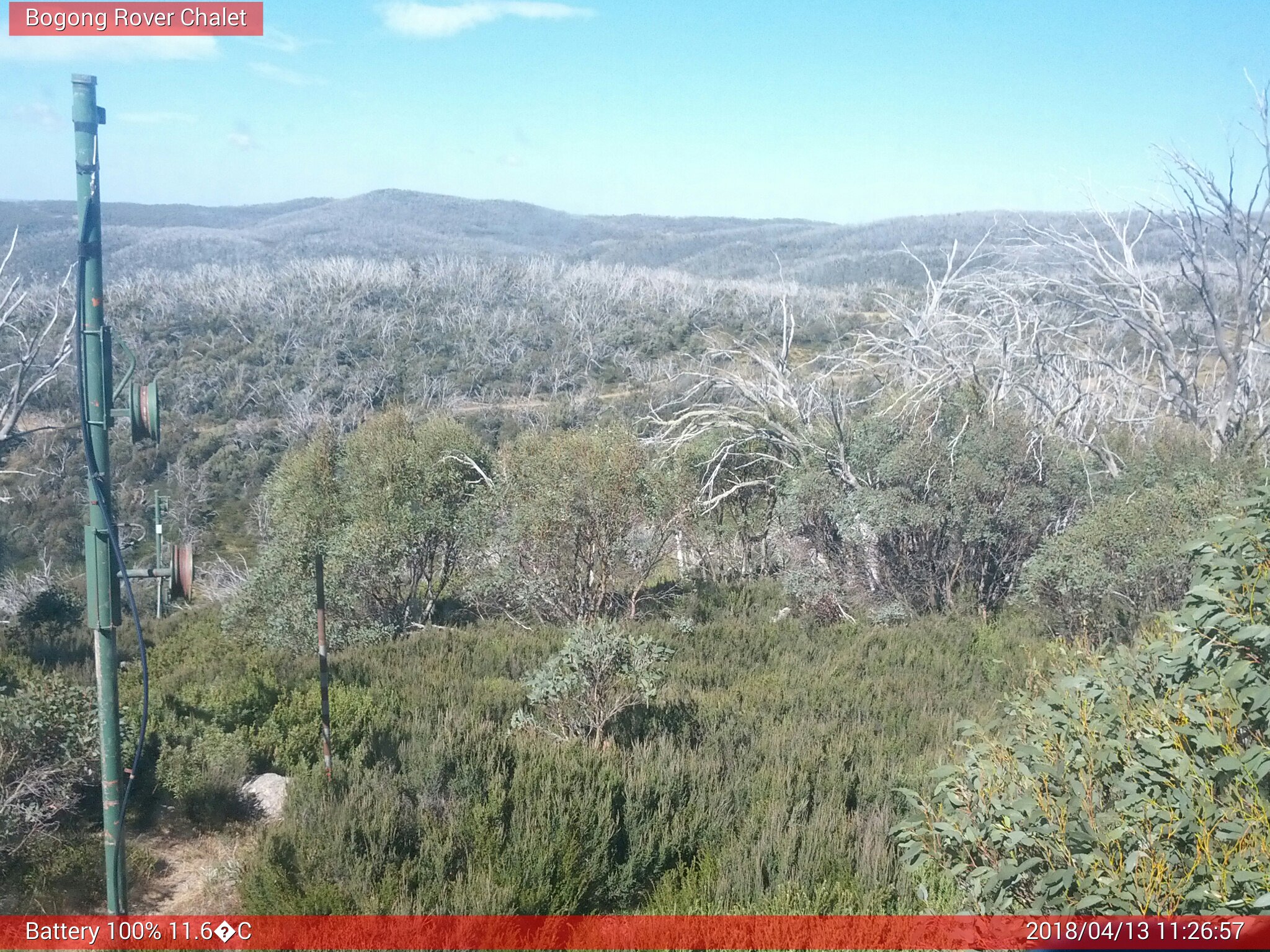 Bogong Web Cam 11:26am Friday 13th of April 2018