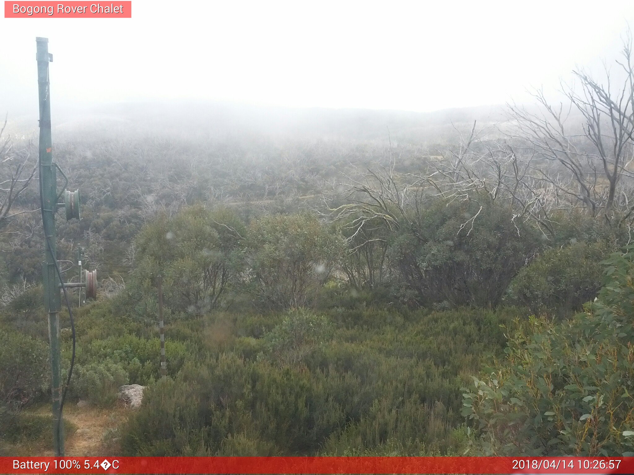 Bogong Web Cam 10:26am Saturday 14th of April 2018