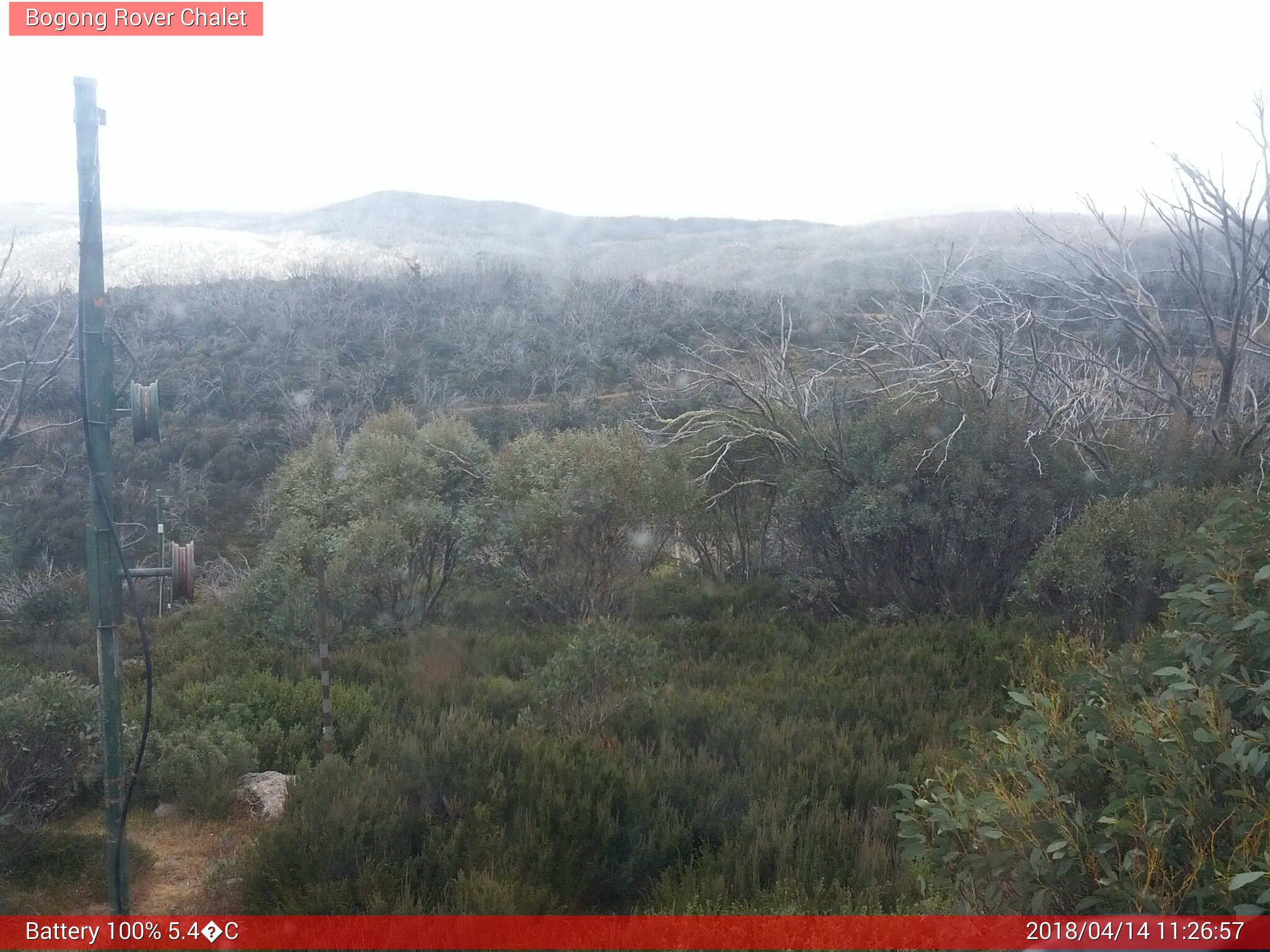 Bogong Web Cam 11:26am Saturday 14th of April 2018