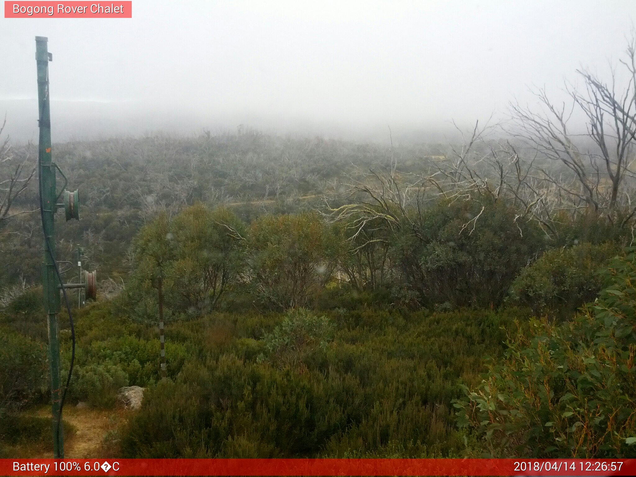 Bogong Web Cam 12:26pm Saturday 14th of April 2018