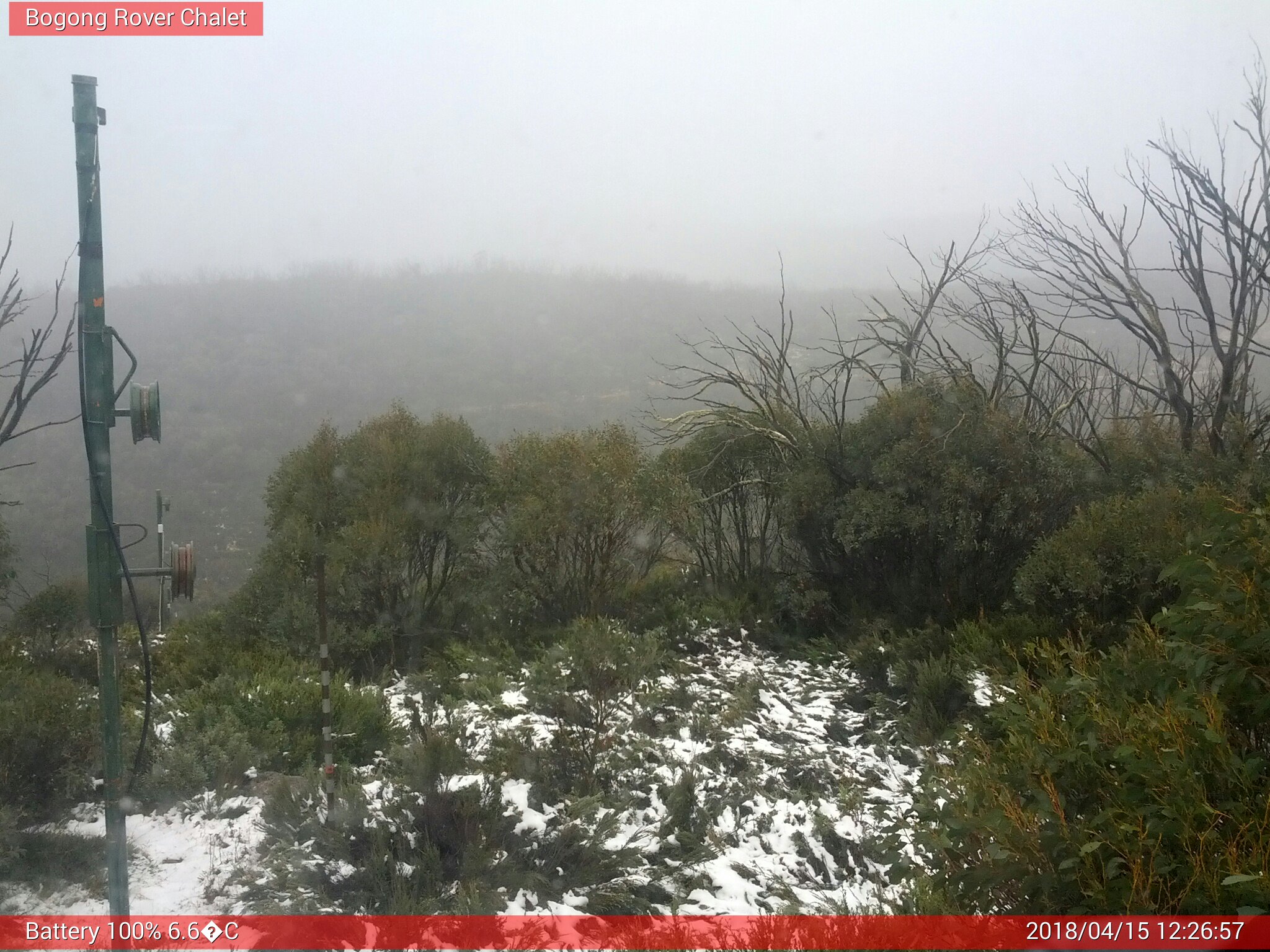 Bogong Web Cam 12:26pm Sunday 15th of April 2018