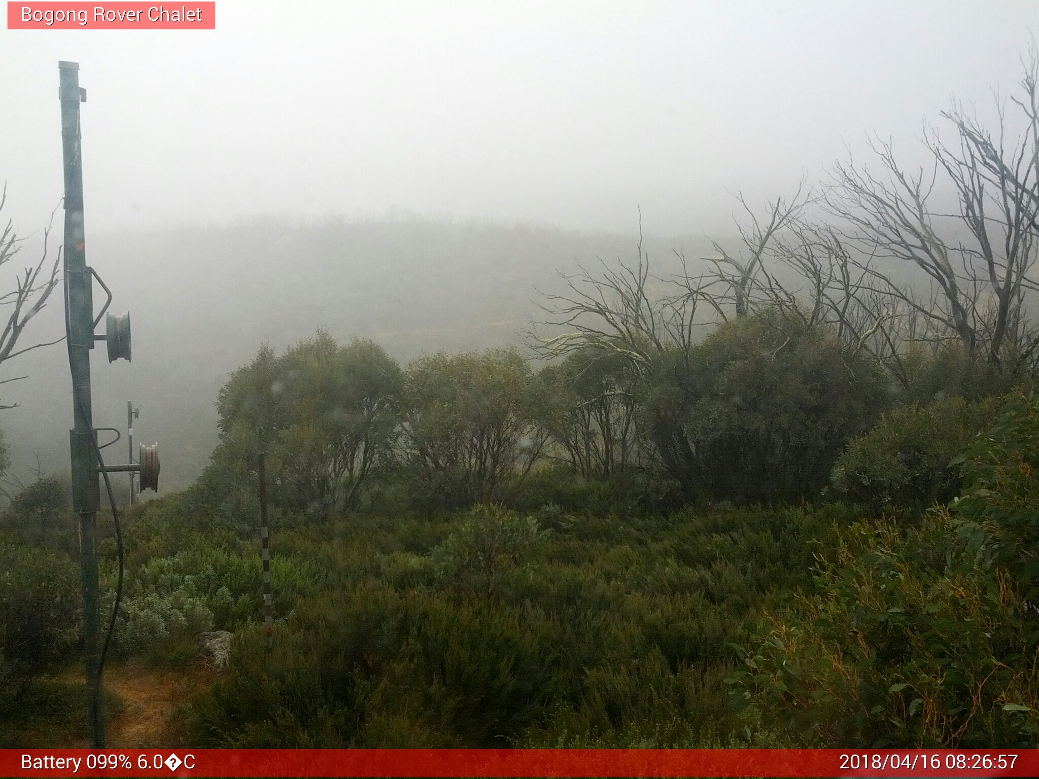 Bogong Web Cam 8:26am Monday 16th of April 2018