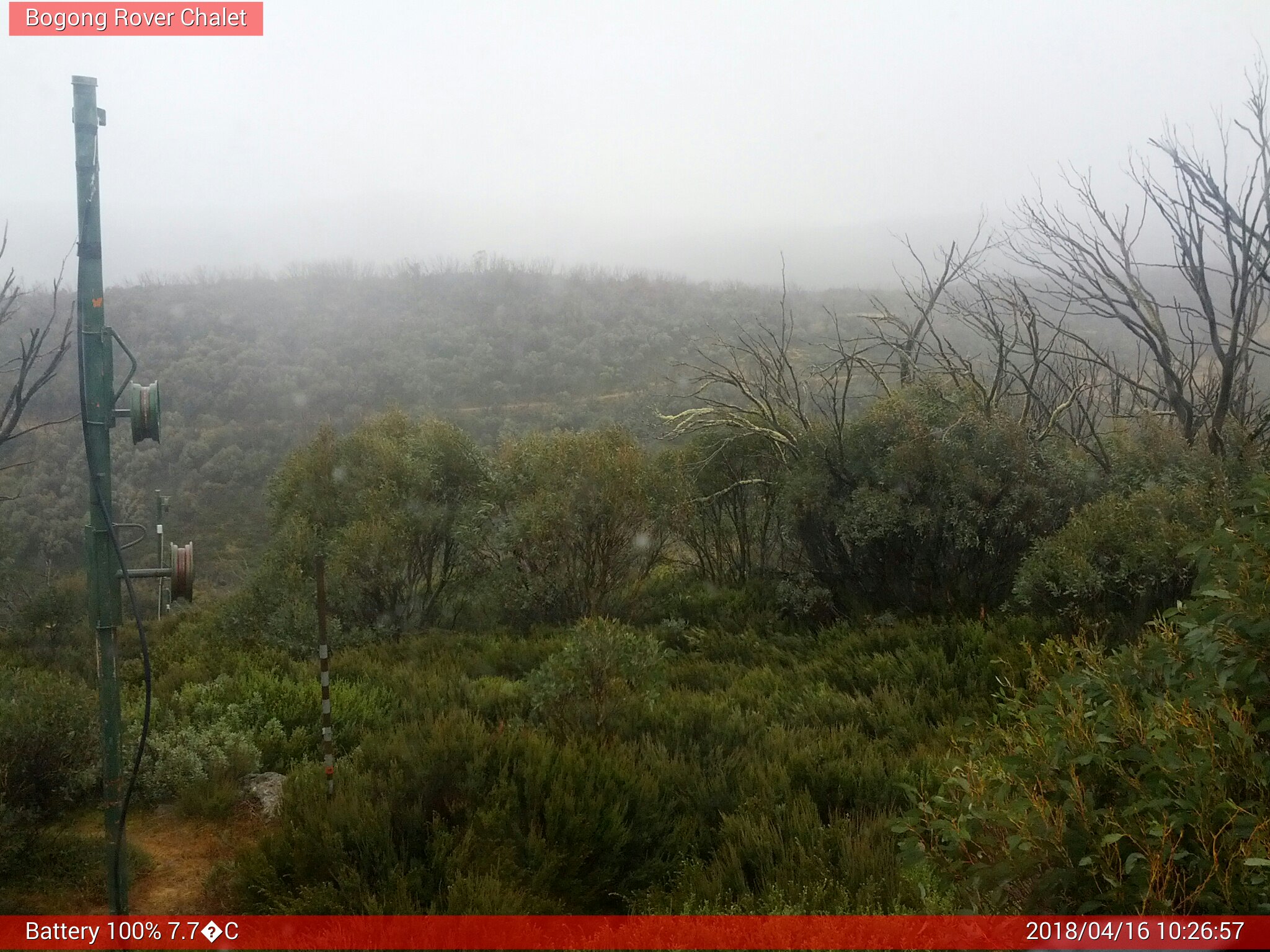 Bogong Web Cam 10:26am Monday 16th of April 2018