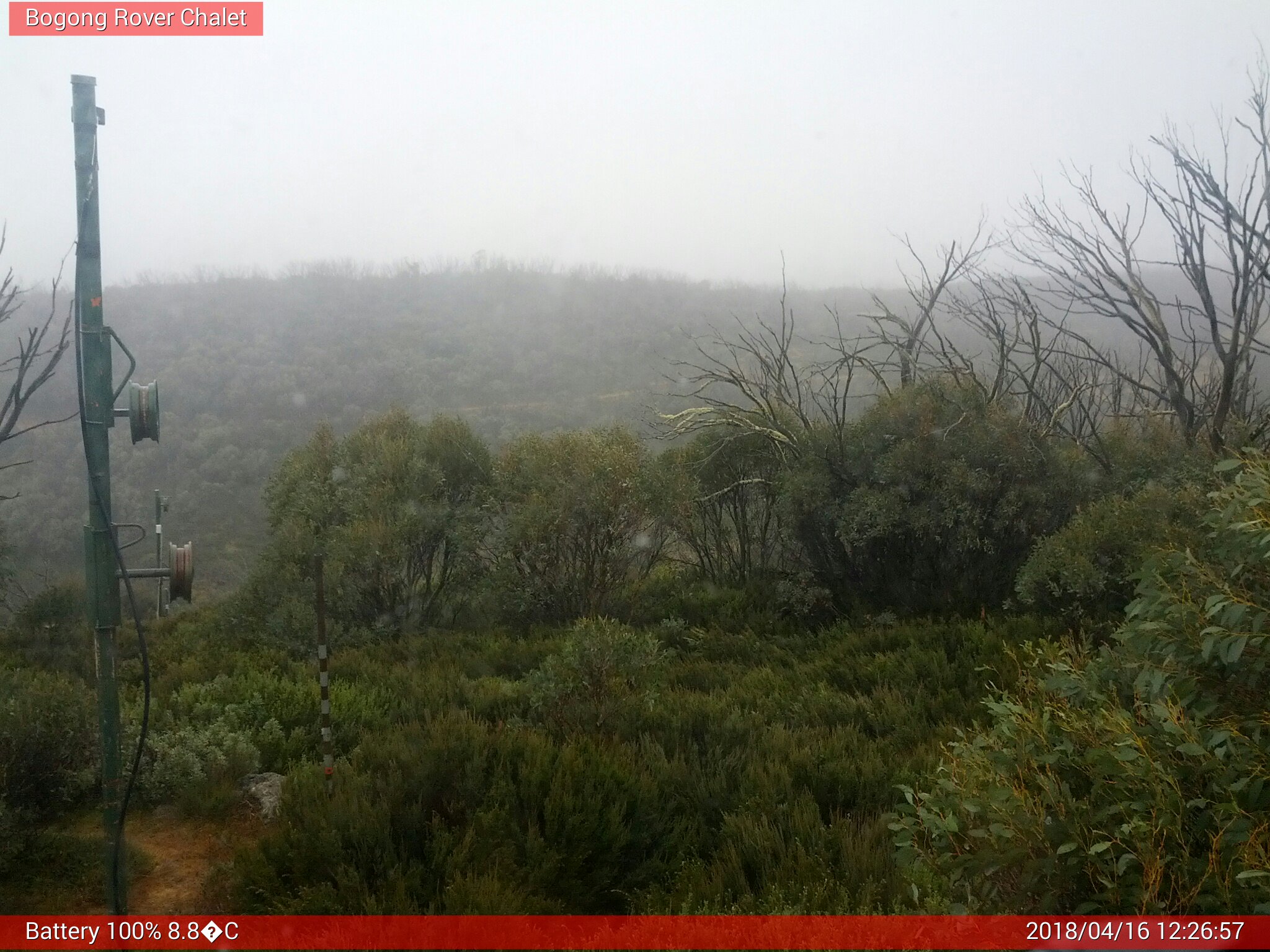 Bogong Web Cam 12:26pm Monday 16th of April 2018