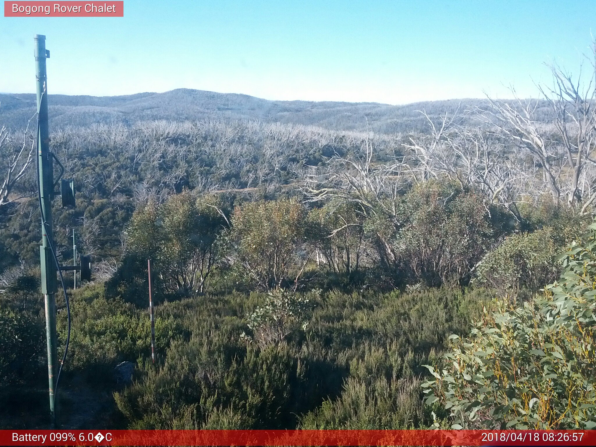 Bogong Web Cam 8:26am Wednesday 18th of April 2018