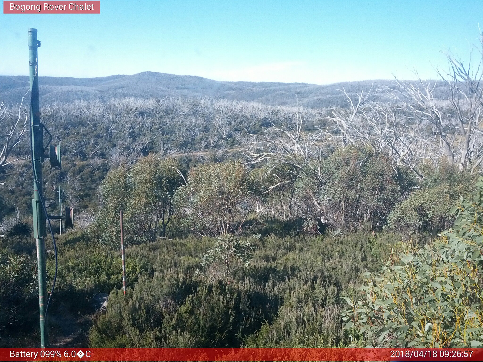 Bogong Web Cam 9:26am Wednesday 18th of April 2018