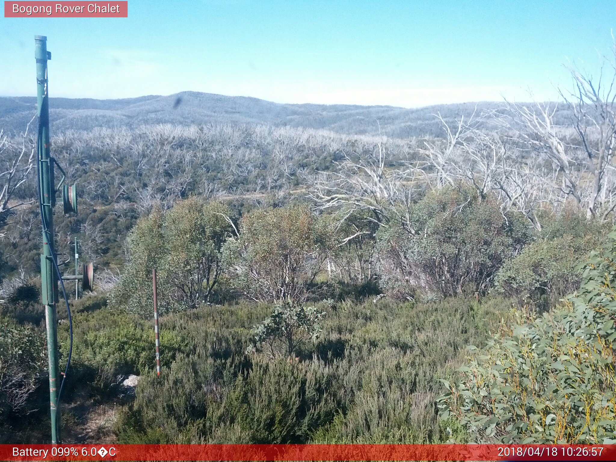 Bogong Web Cam 10:26am Wednesday 18th of April 2018