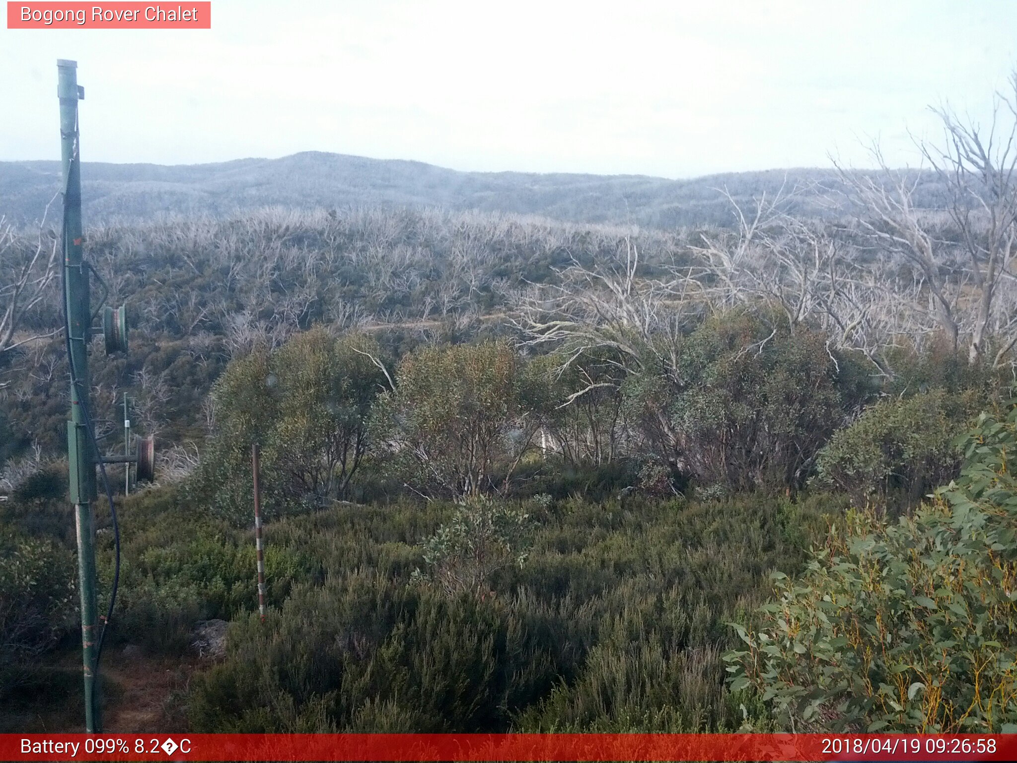 Bogong Web Cam 9:26am Thursday 19th of April 2018