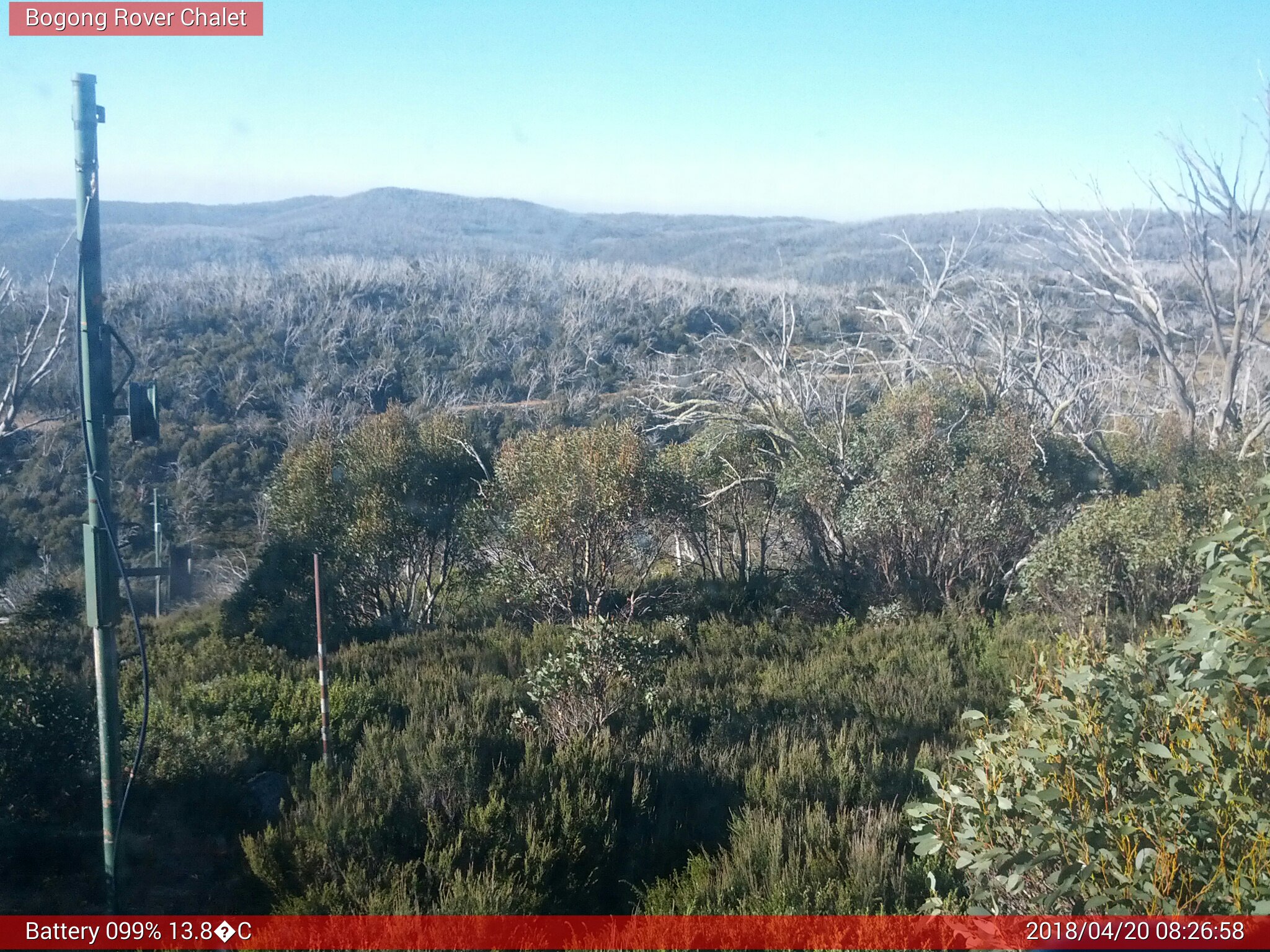 Bogong Web Cam 8:26am Friday 20th of April 2018