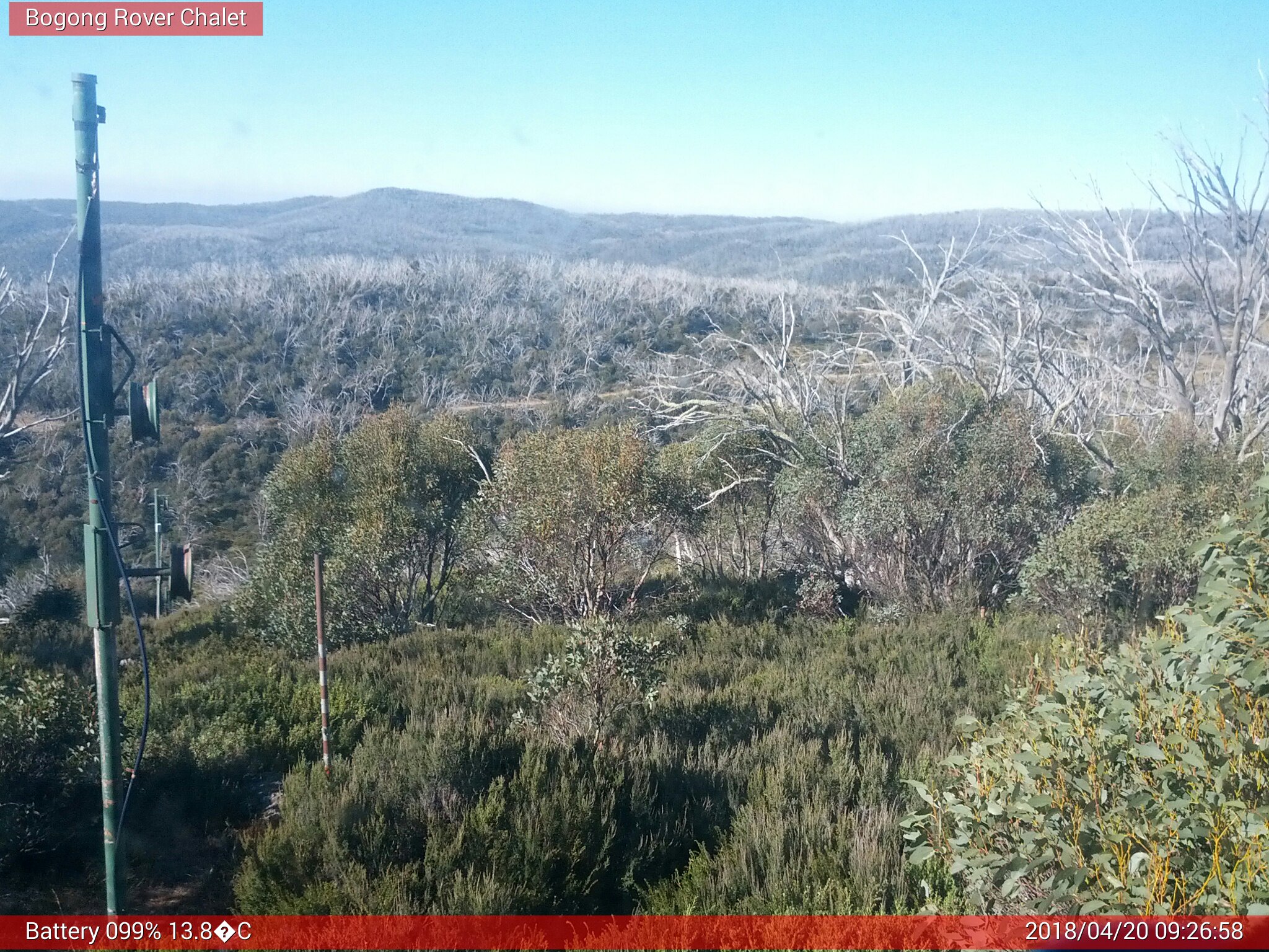 Bogong Web Cam 9:26am Friday 20th of April 2018