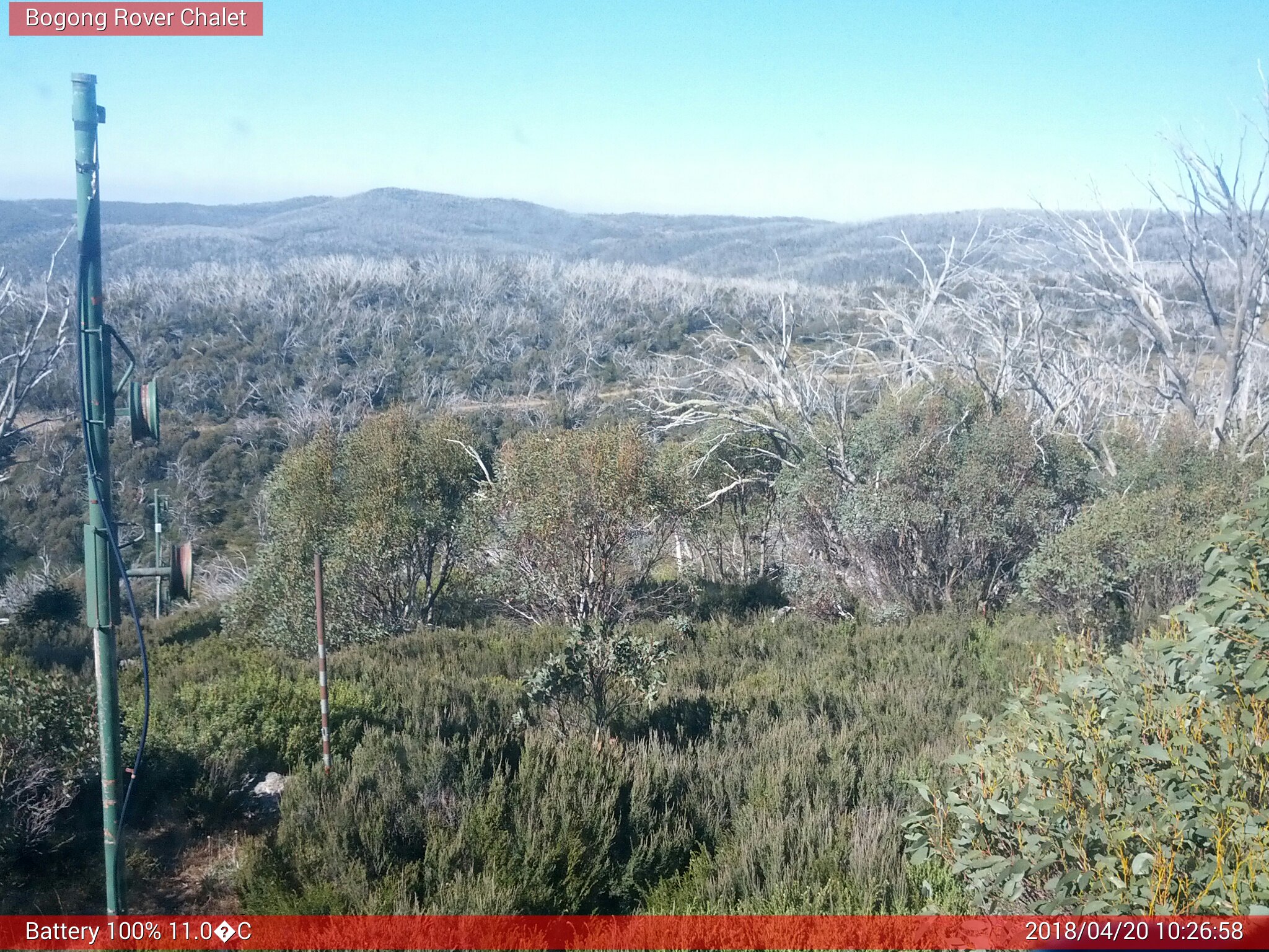 Bogong Web Cam 10:26am Friday 20th of April 2018