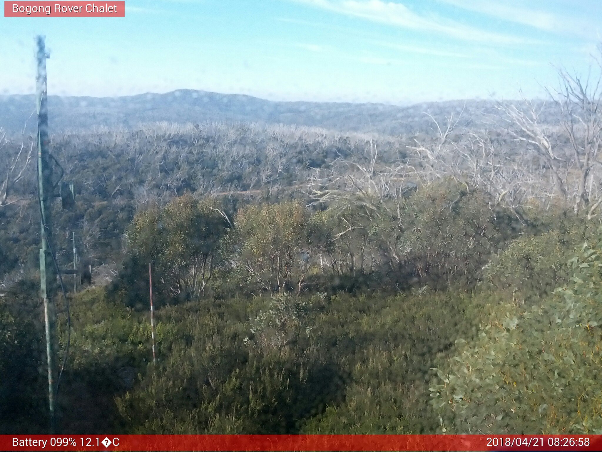 Bogong Web Cam 8:26am Saturday 21st of April 2018