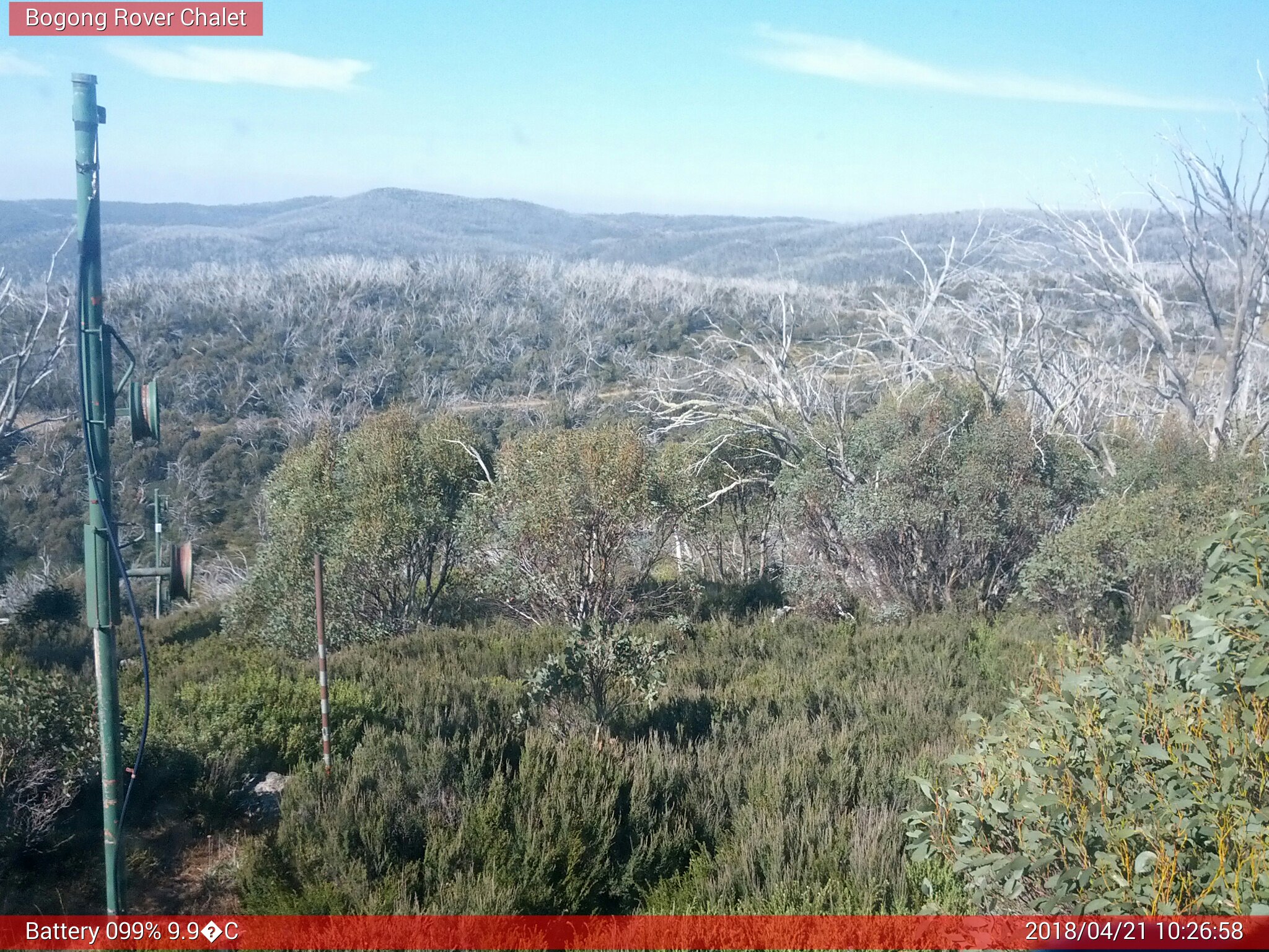 Bogong Web Cam 10:26am Saturday 21st of April 2018