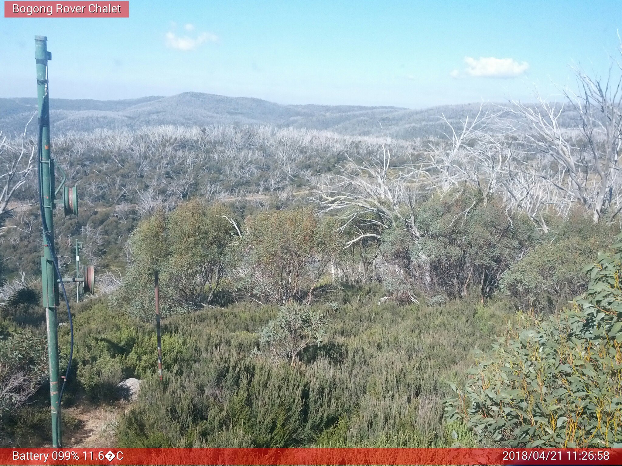 Bogong Web Cam 11:26am Saturday 21st of April 2018