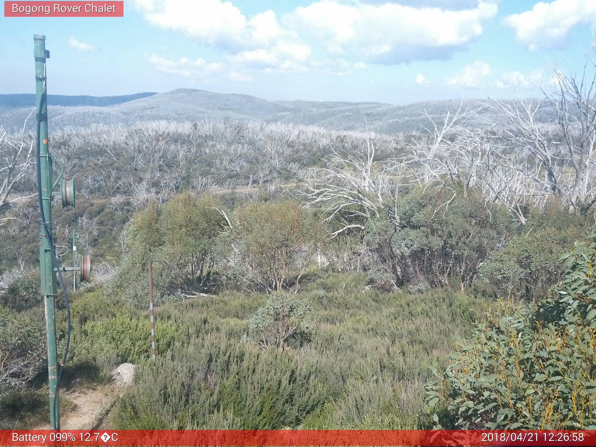 Bogong Web Cam 12:26pm Saturday 21st of April 2018