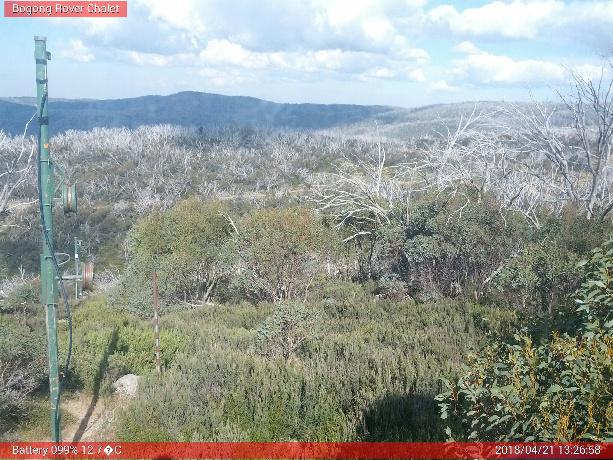 Bogong Web Cam 1:26pm Saturday 21st of April 2018