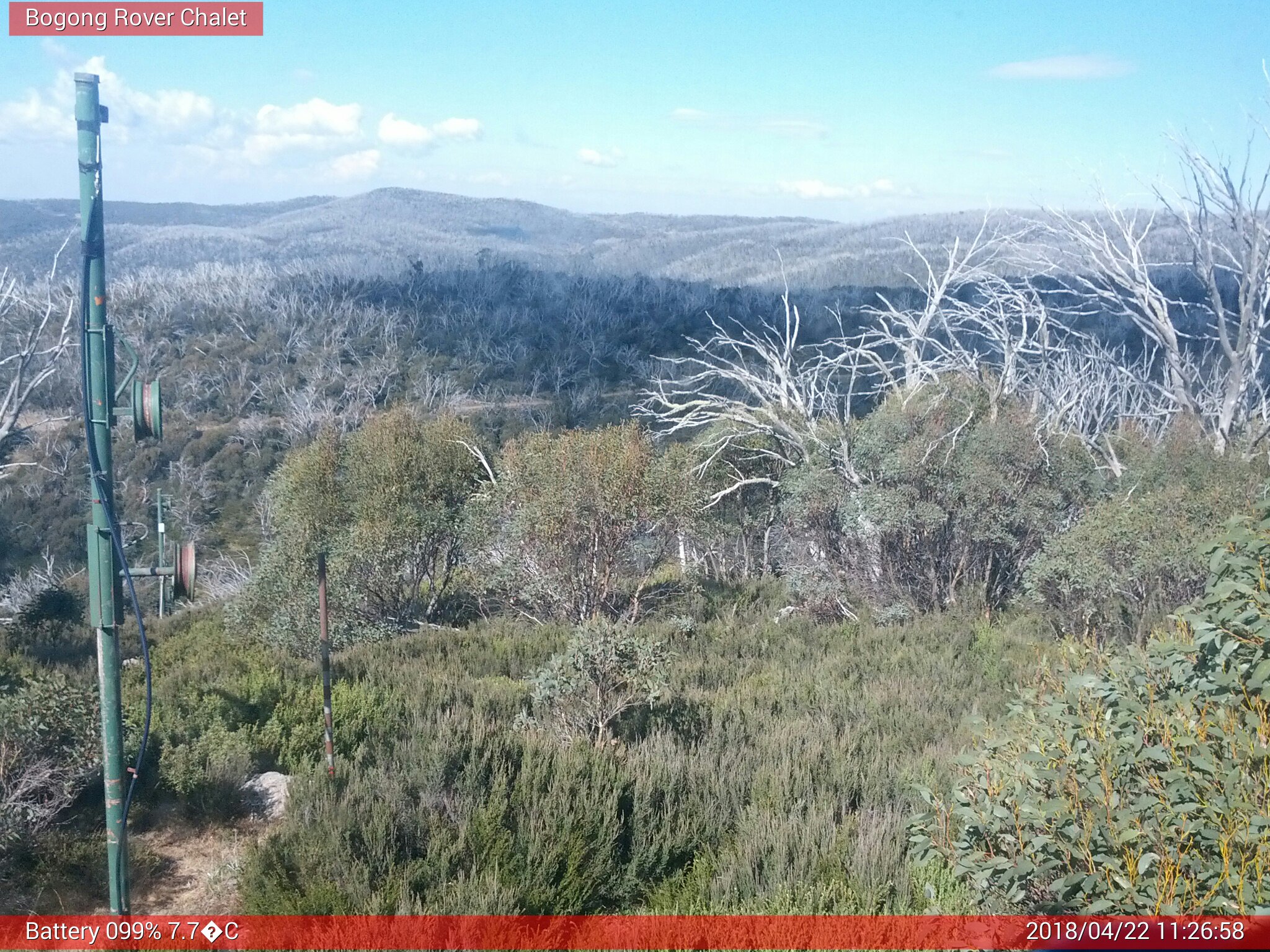 Bogong Web Cam 11:26am Sunday 22nd of April 2018