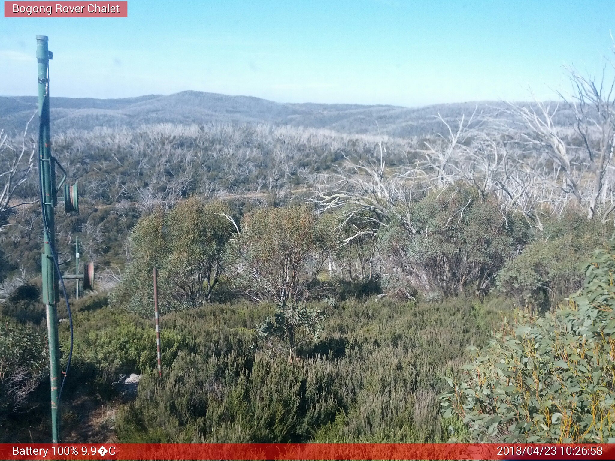 Bogong Web Cam 10:26am Monday 23rd of April 2018