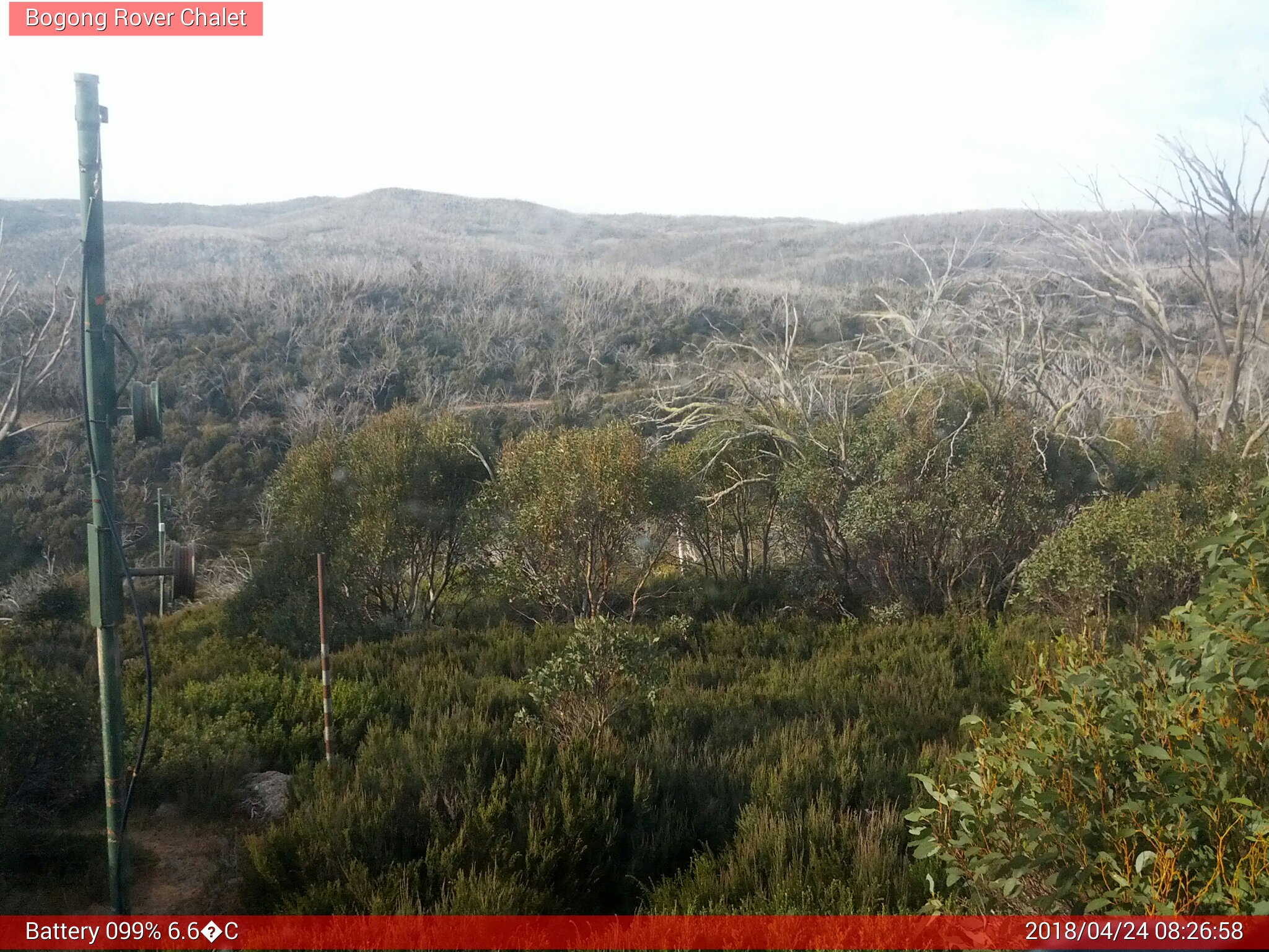 Bogong Web Cam 8:26am Tuesday 24th of April 2018