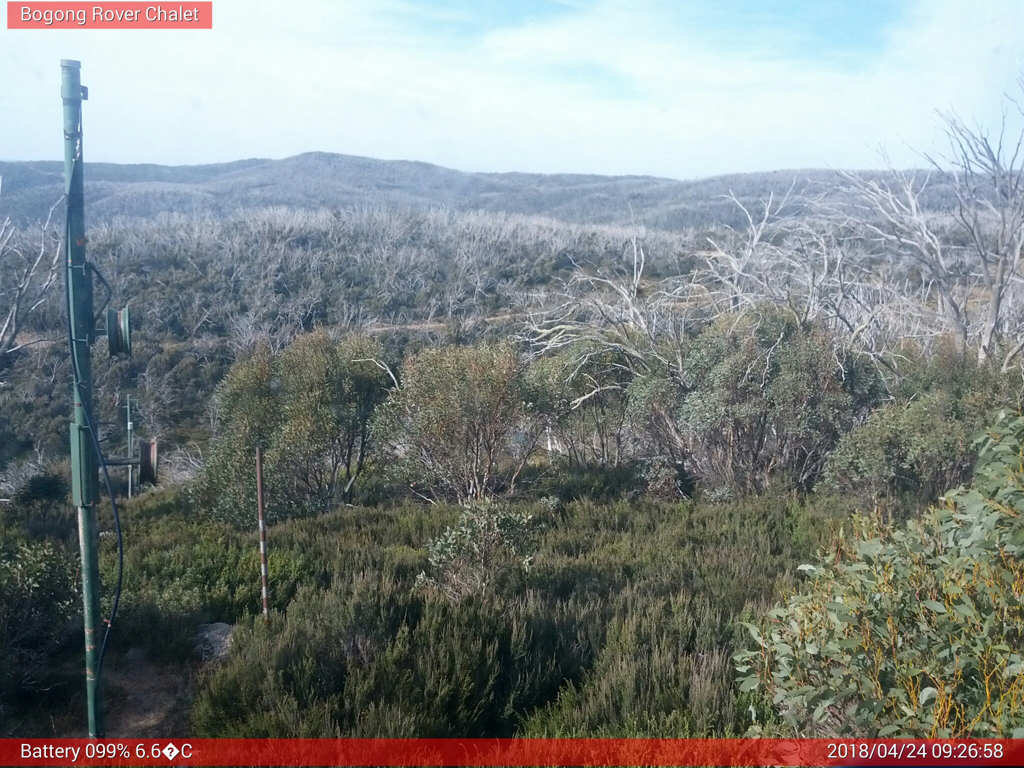 Bogong Web Cam 9:26am Tuesday 24th of April 2018