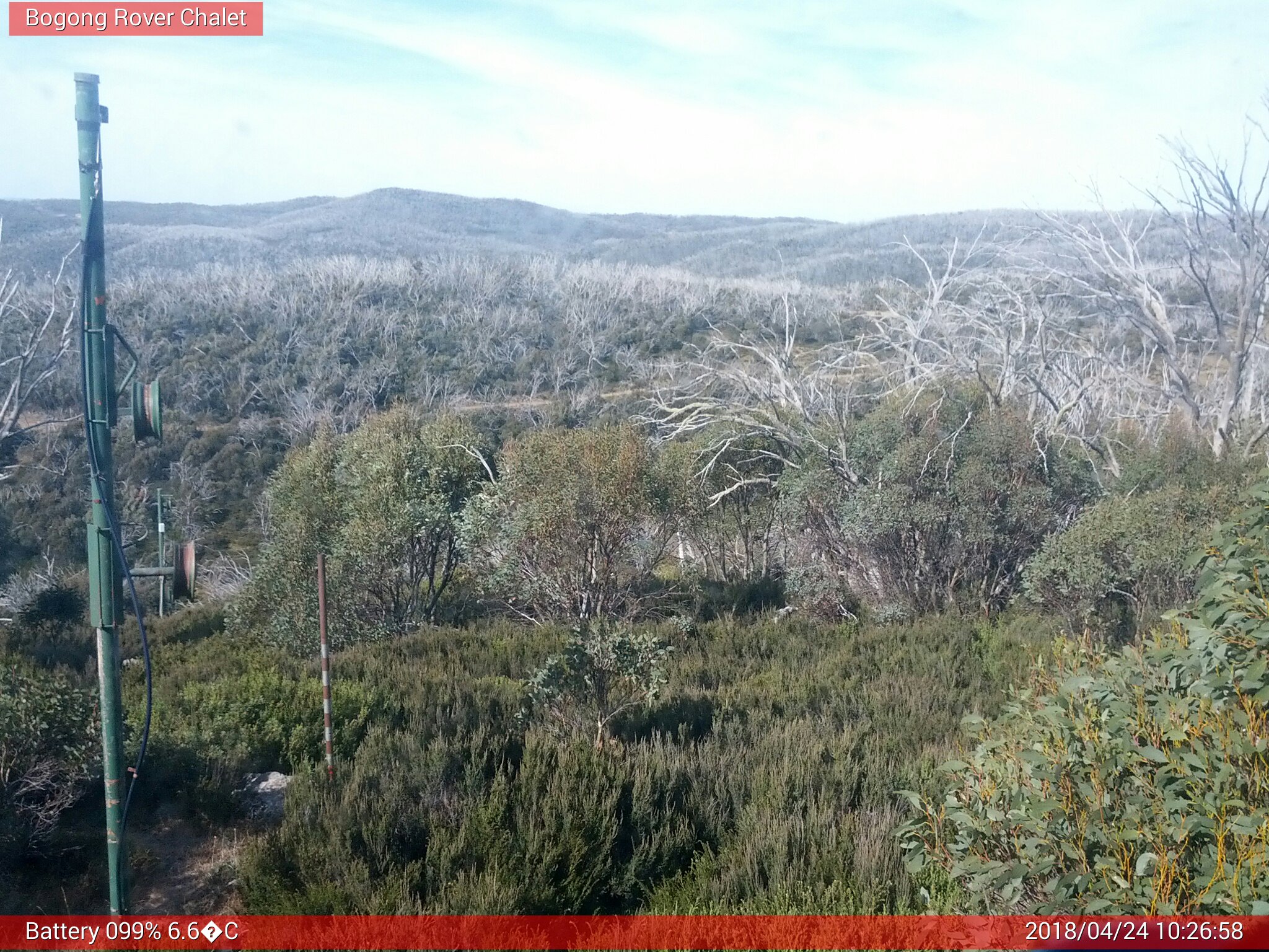 Bogong Web Cam 10:26am Tuesday 24th of April 2018