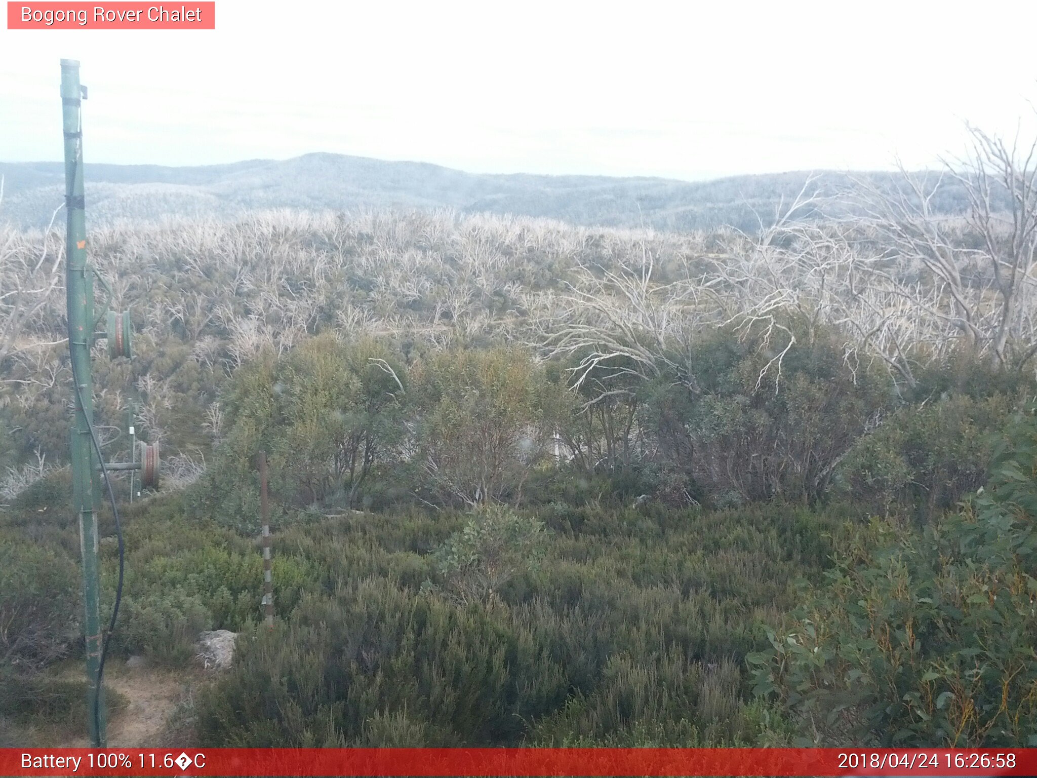 Bogong Web Cam 4:26pm Tuesday 24th of April 2018