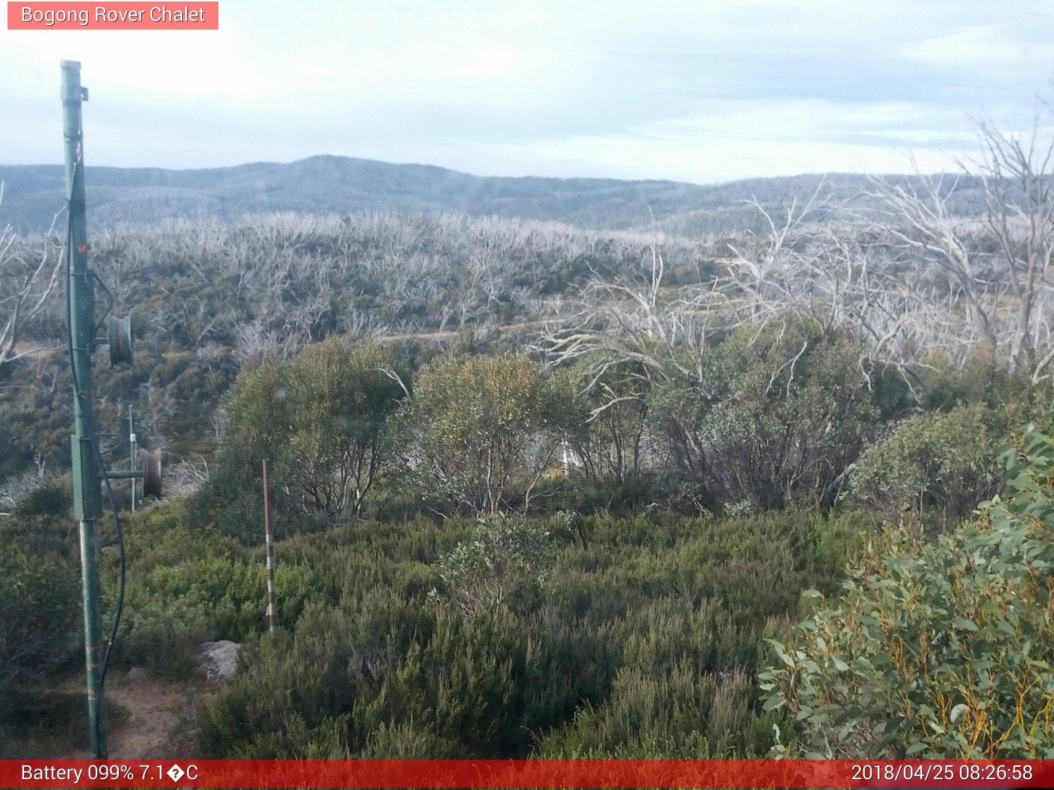 Bogong Web Cam 8:26am Wednesday 25th of April 2018