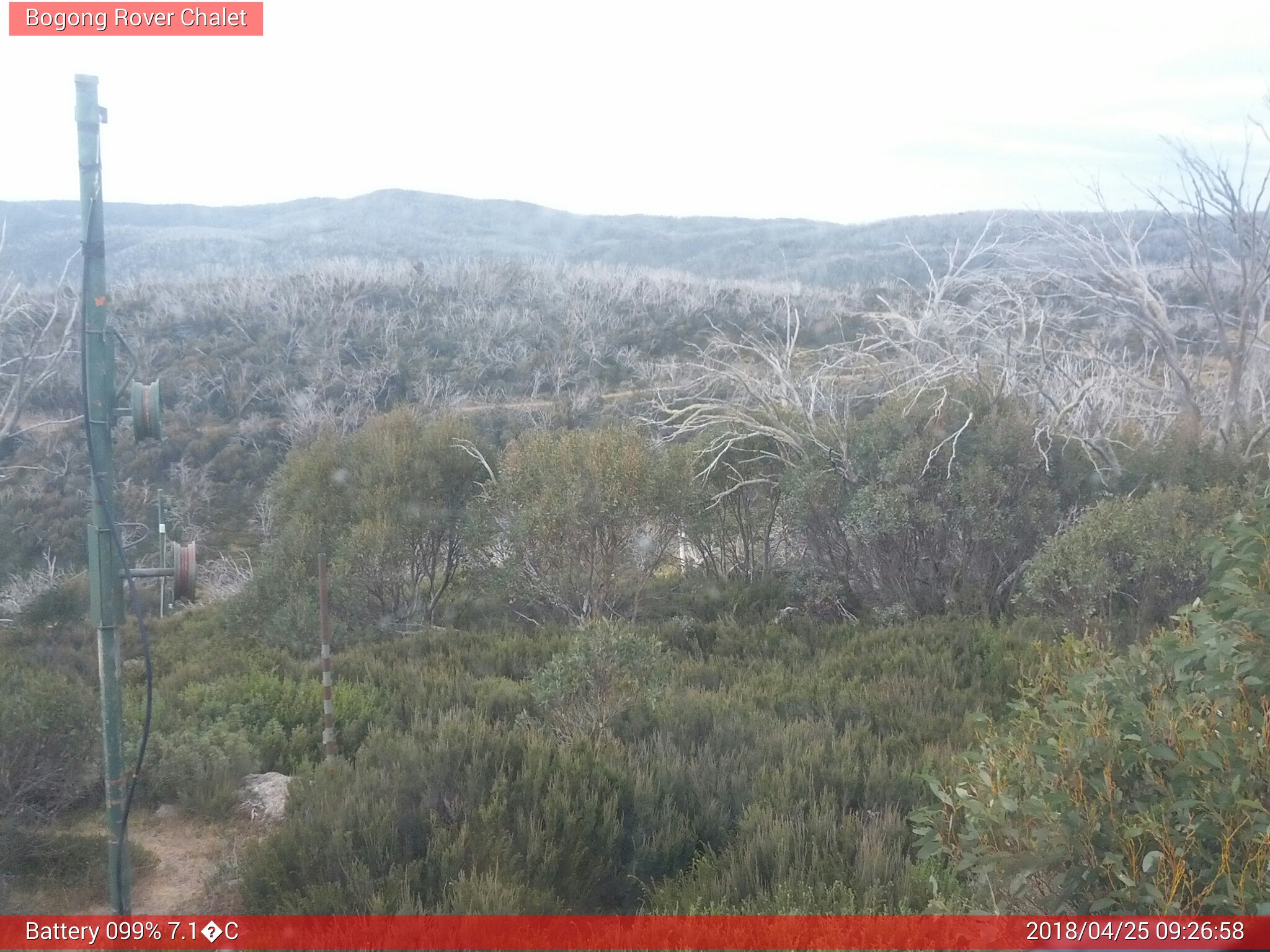 Bogong Web Cam 9:26am Wednesday 25th of April 2018