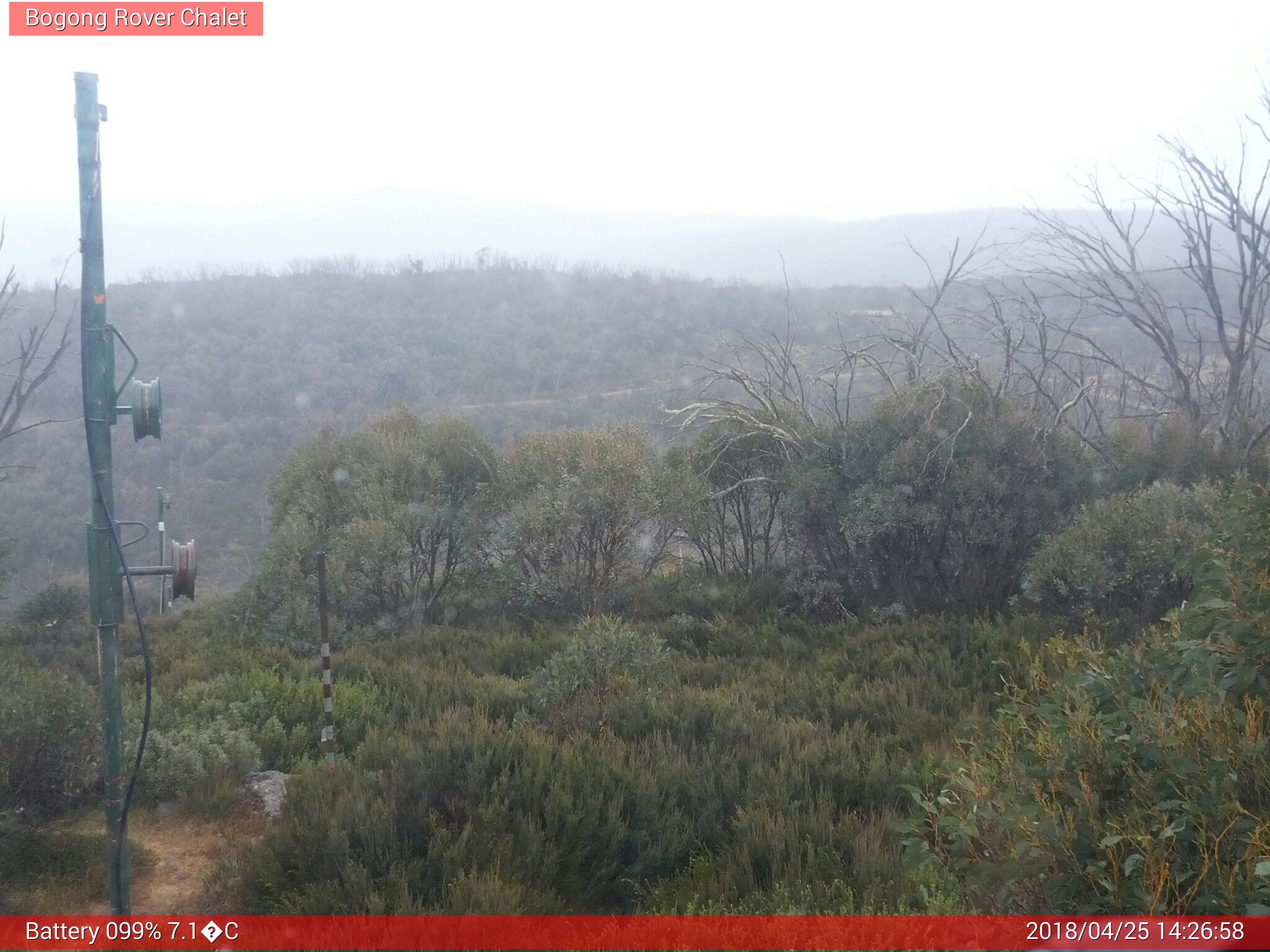 Bogong Web Cam 2:26pm Wednesday 25th of April 2018