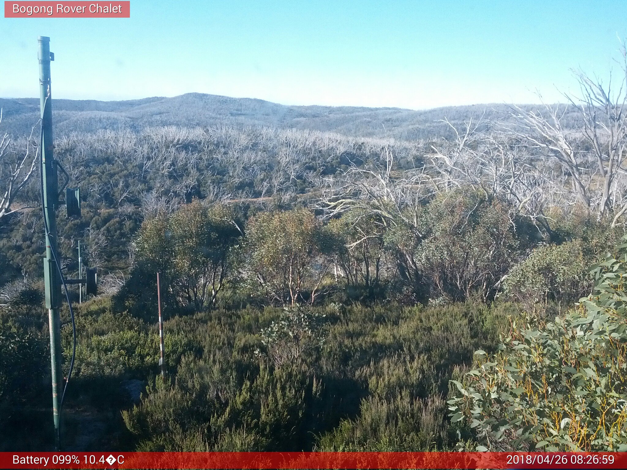 Bogong Web Cam 8:26am Thursday 26th of April 2018