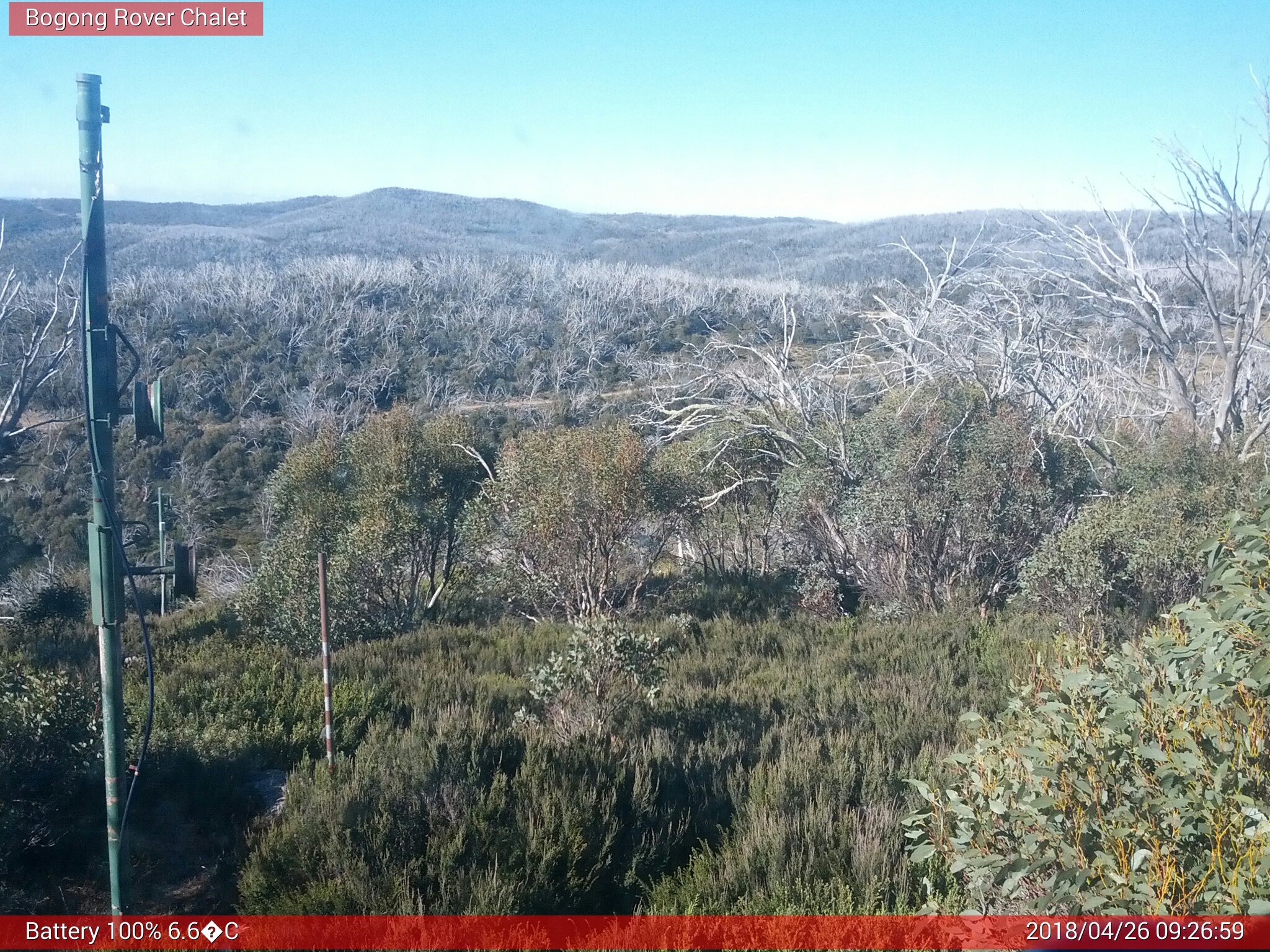 Bogong Web Cam 9:26am Thursday 26th of April 2018