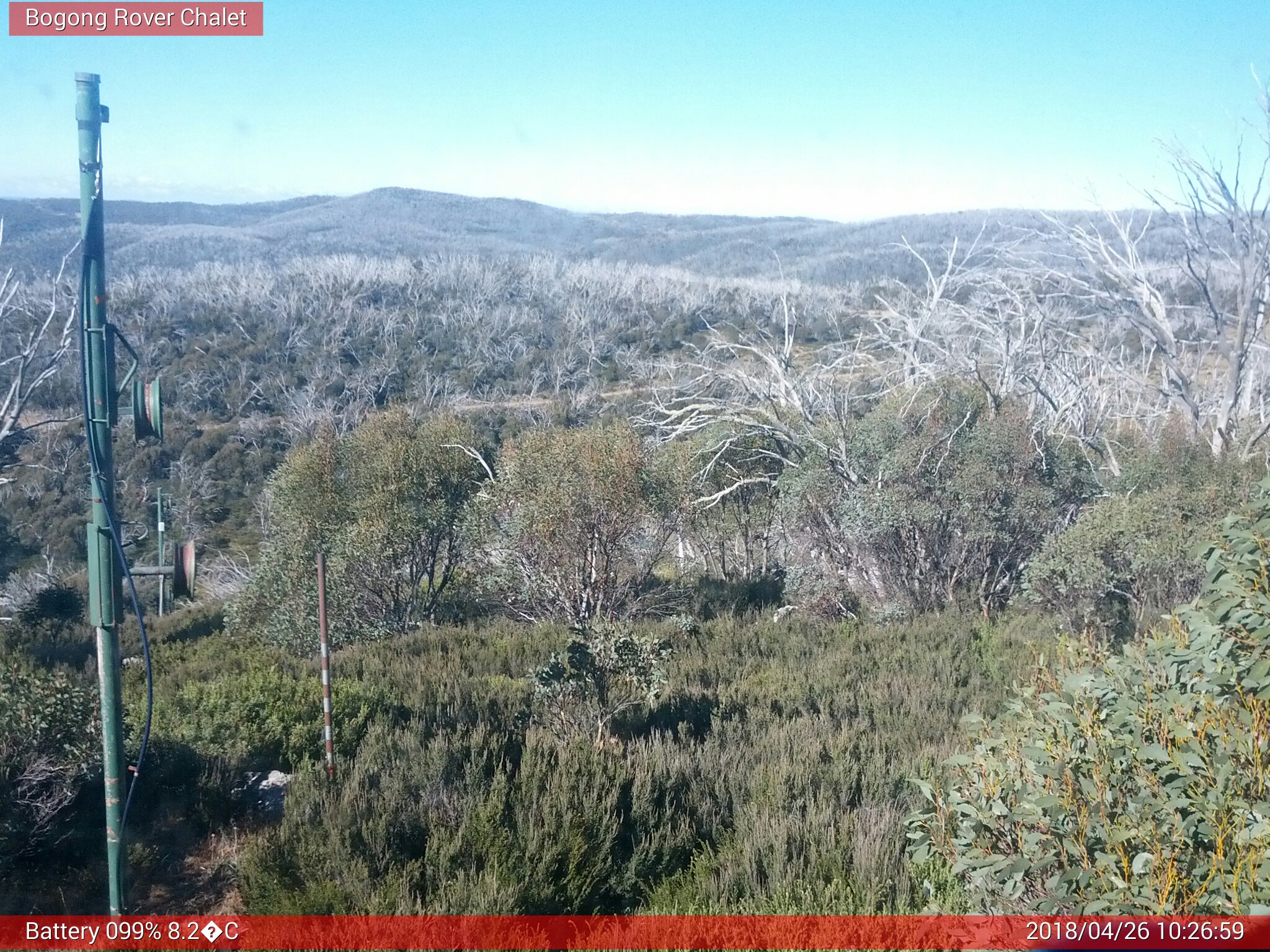 Bogong Web Cam 10:26am Thursday 26th of April 2018