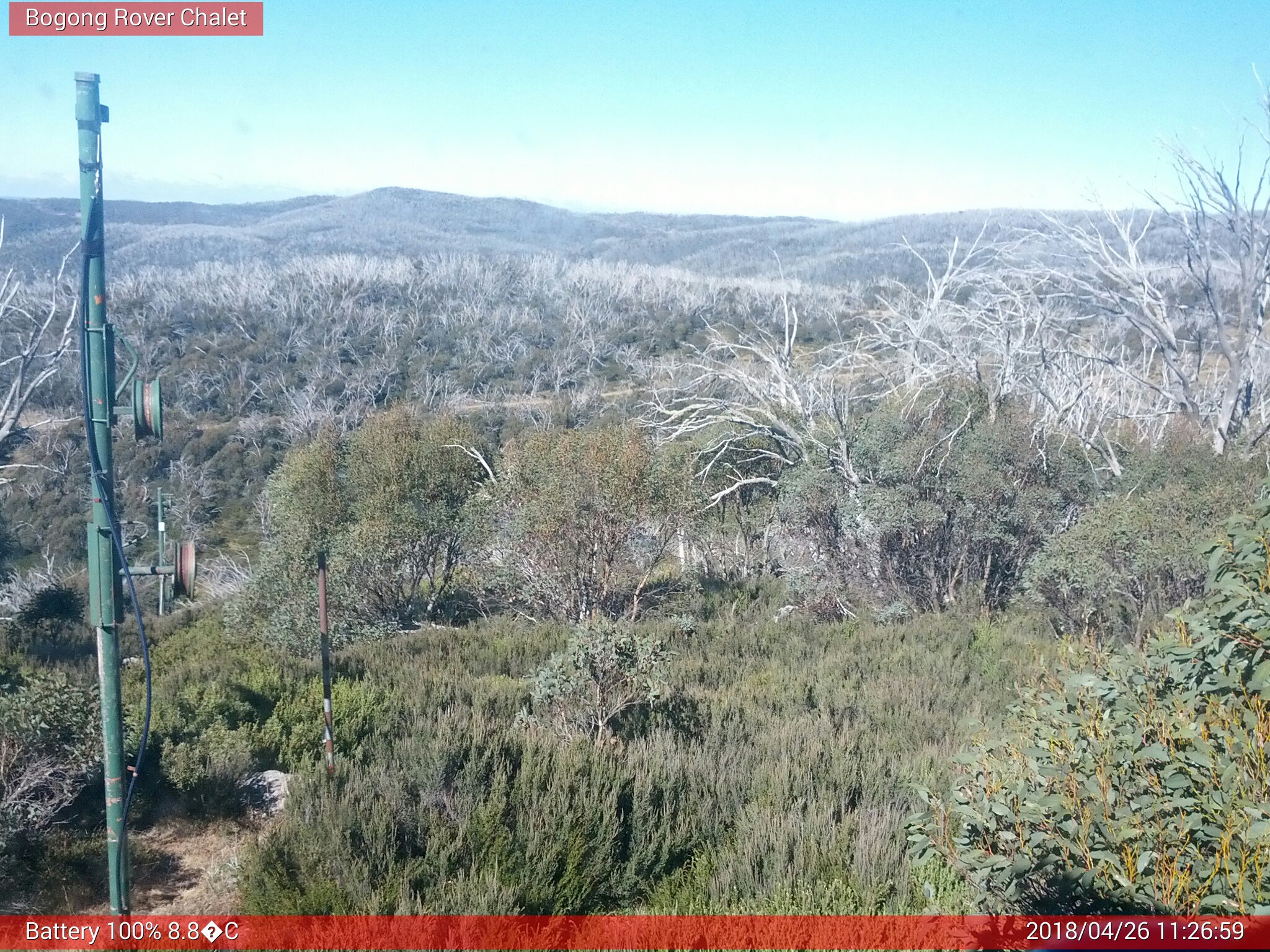 Bogong Web Cam 11:26am Thursday 26th of April 2018