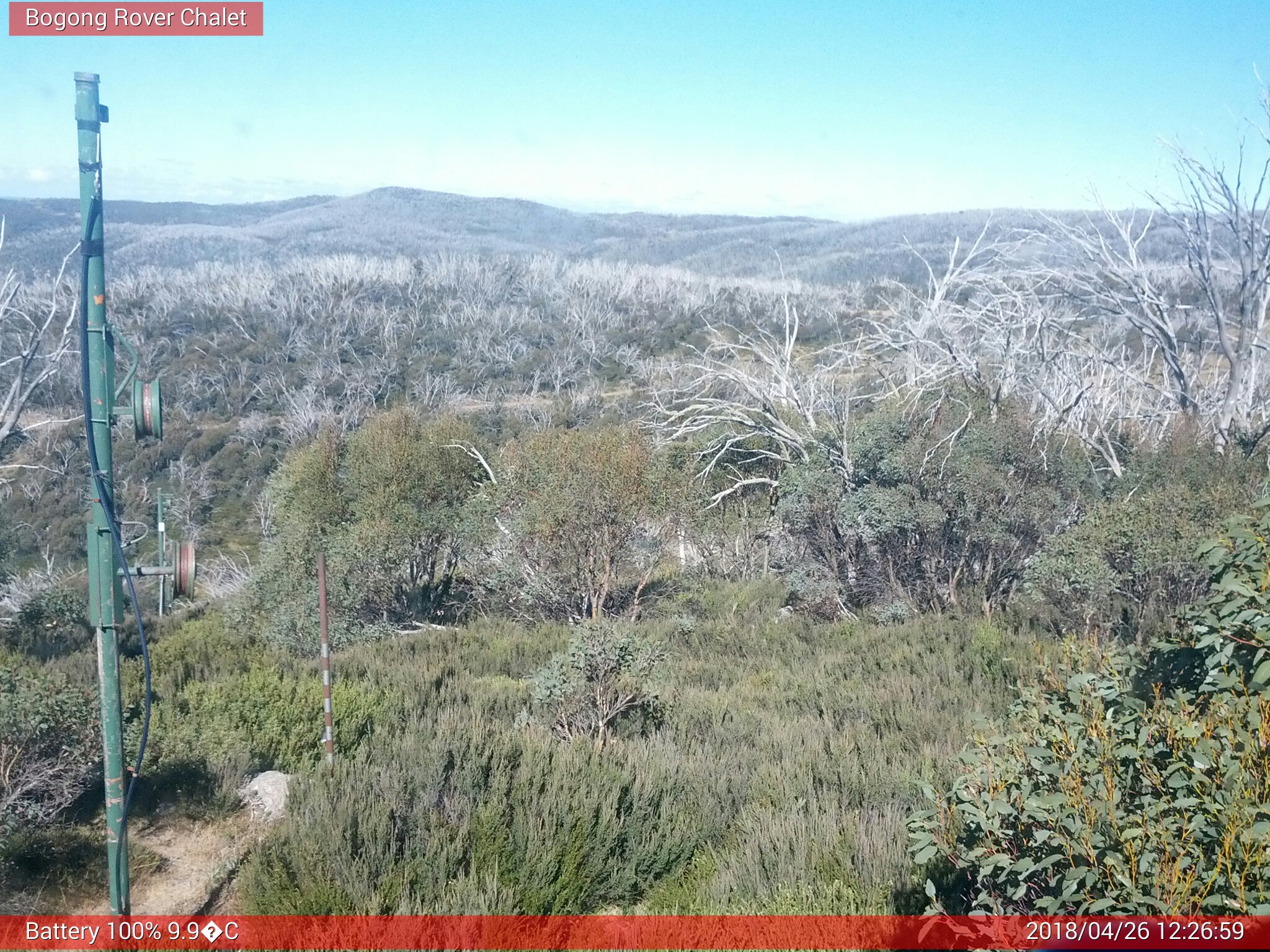 Bogong Web Cam 12:26pm Thursday 26th of April 2018