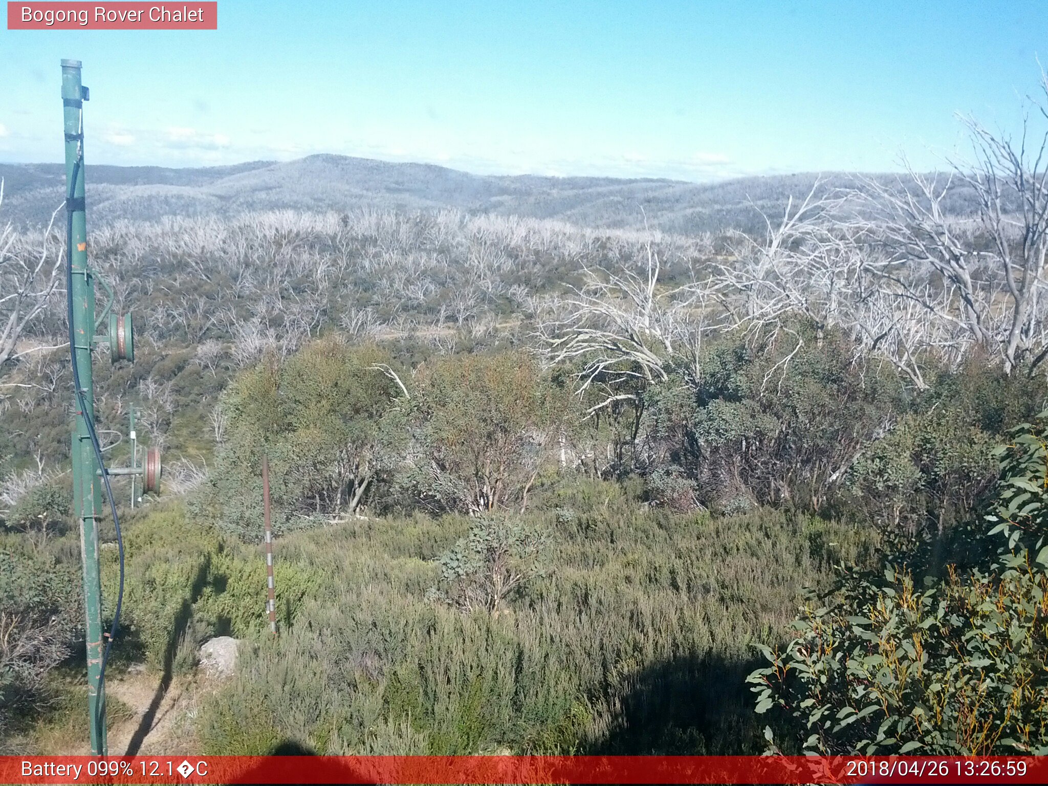 Bogong Web Cam 1:26pm Thursday 26th of April 2018