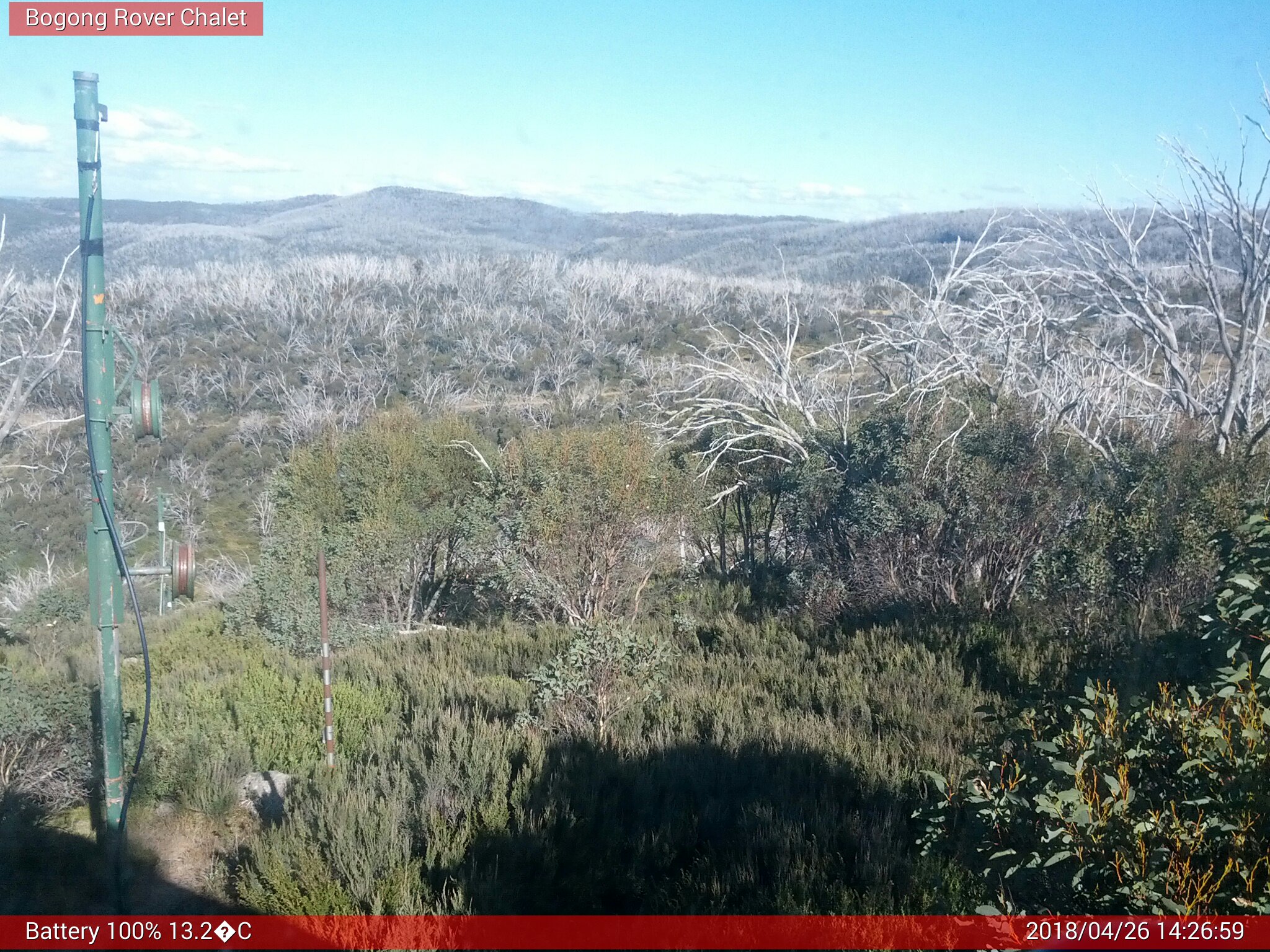 Bogong Web Cam 2:26pm Thursday 26th of April 2018