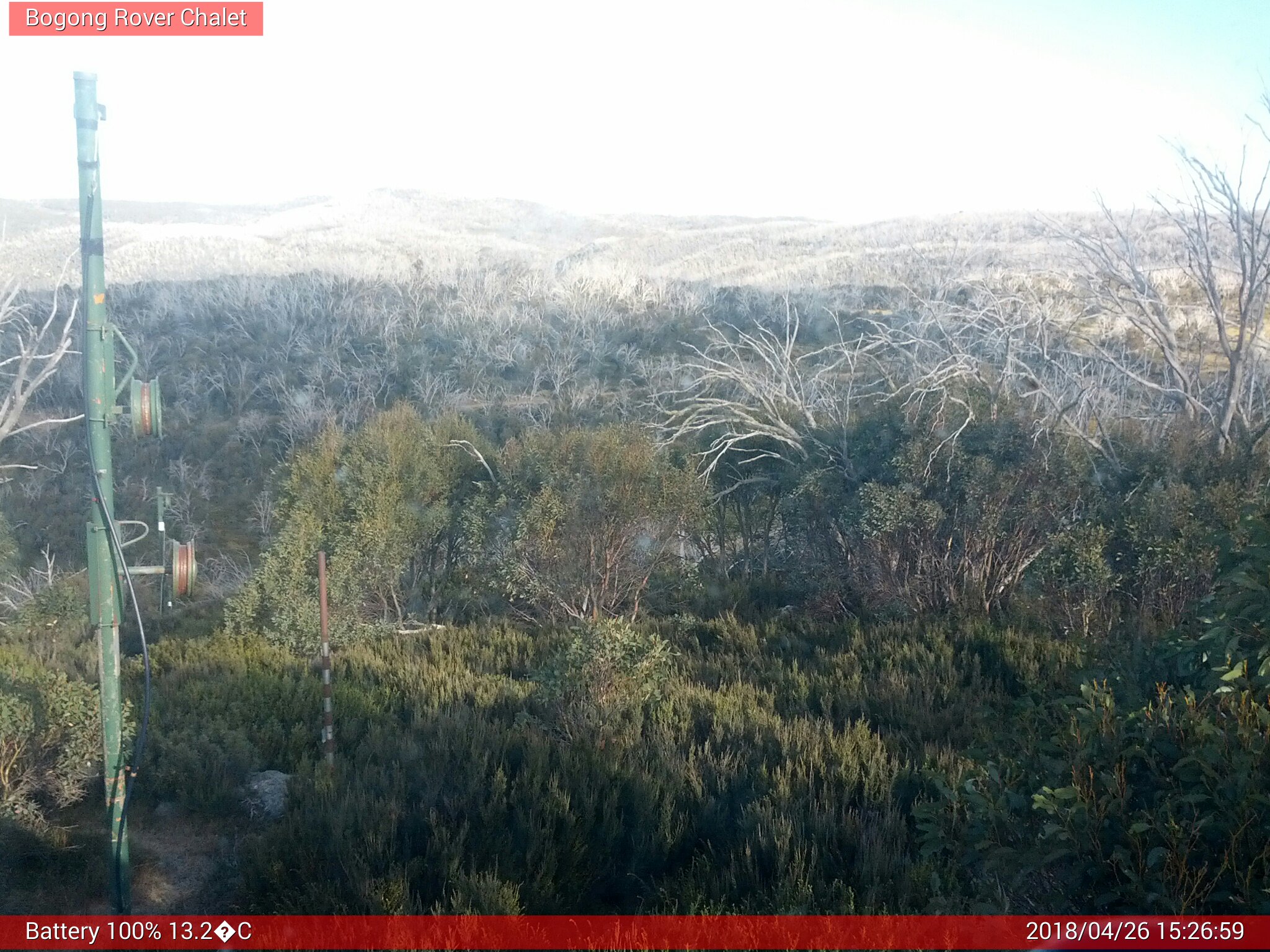 Bogong Web Cam 3:26pm Thursday 26th of April 2018