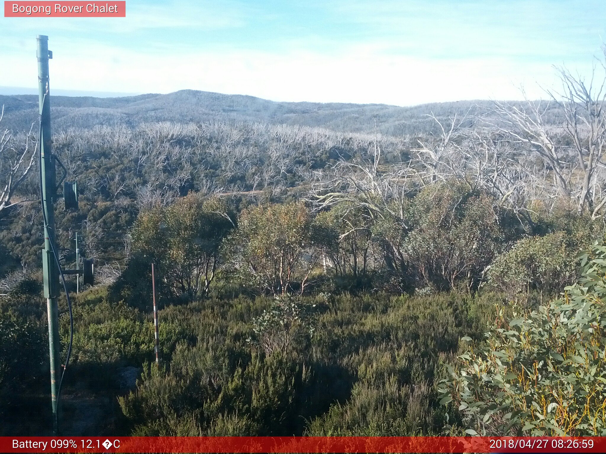 Bogong Web Cam 8:26am Friday 27th of April 2018