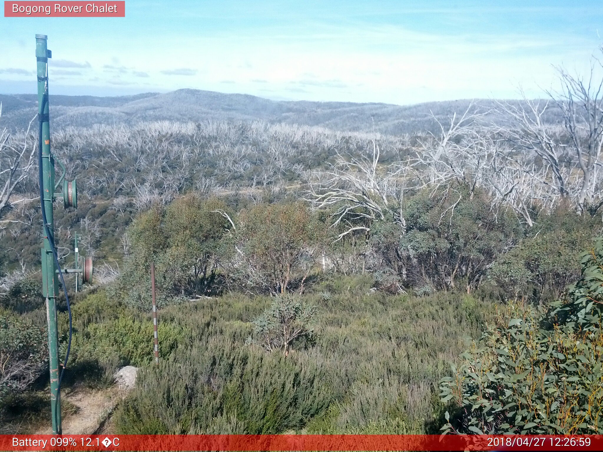 Bogong Web Cam 12:26pm Friday 27th of April 2018