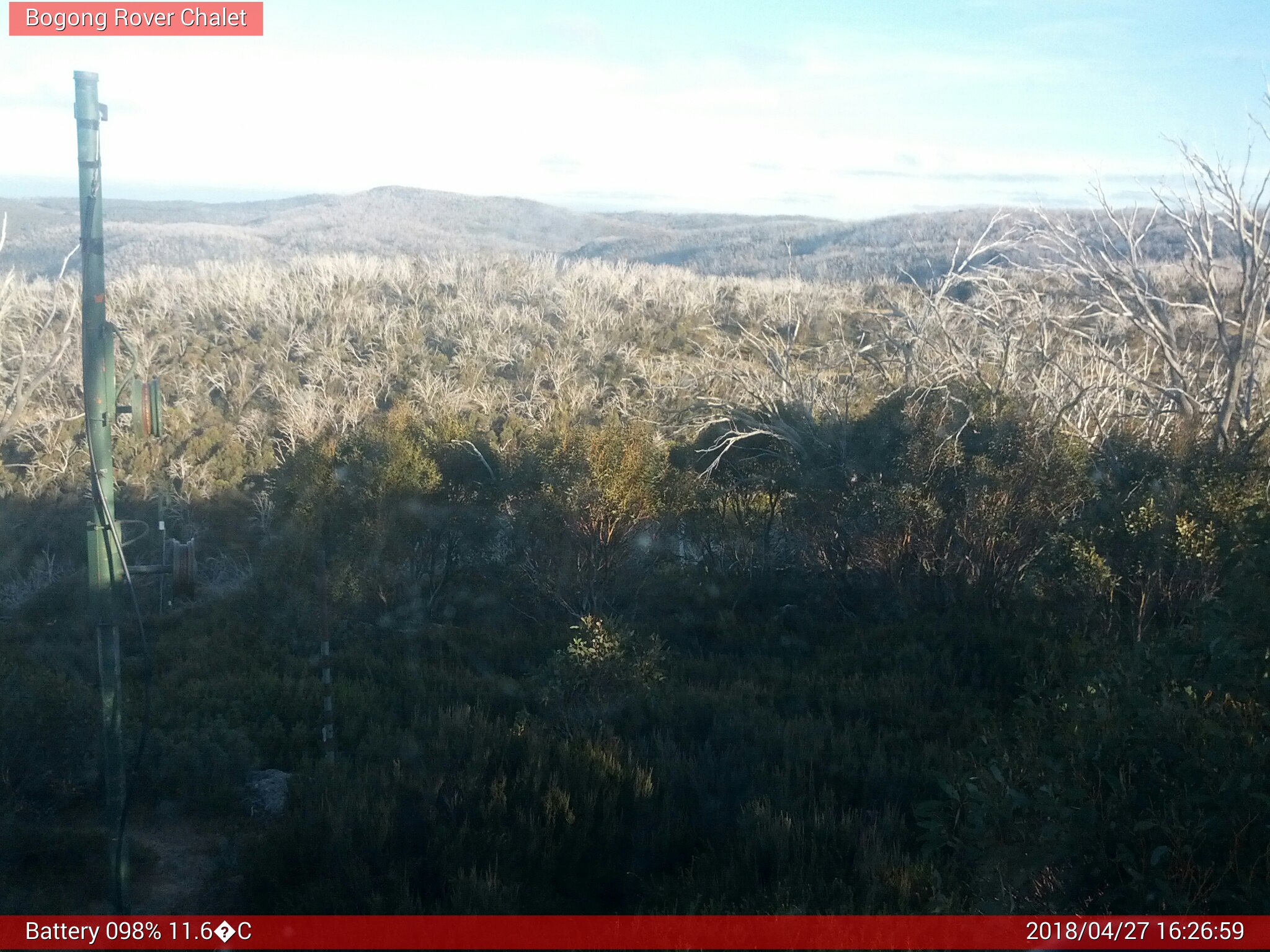 Bogong Web Cam 4:26pm Friday 27th of April 2018