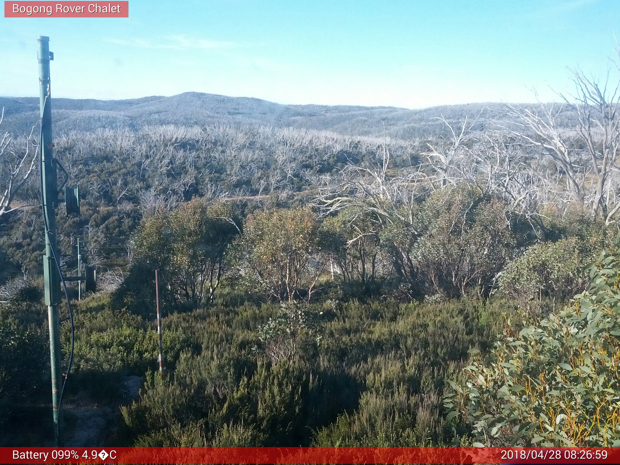 Bogong Web Cam 8:26am Saturday 28th of April 2018