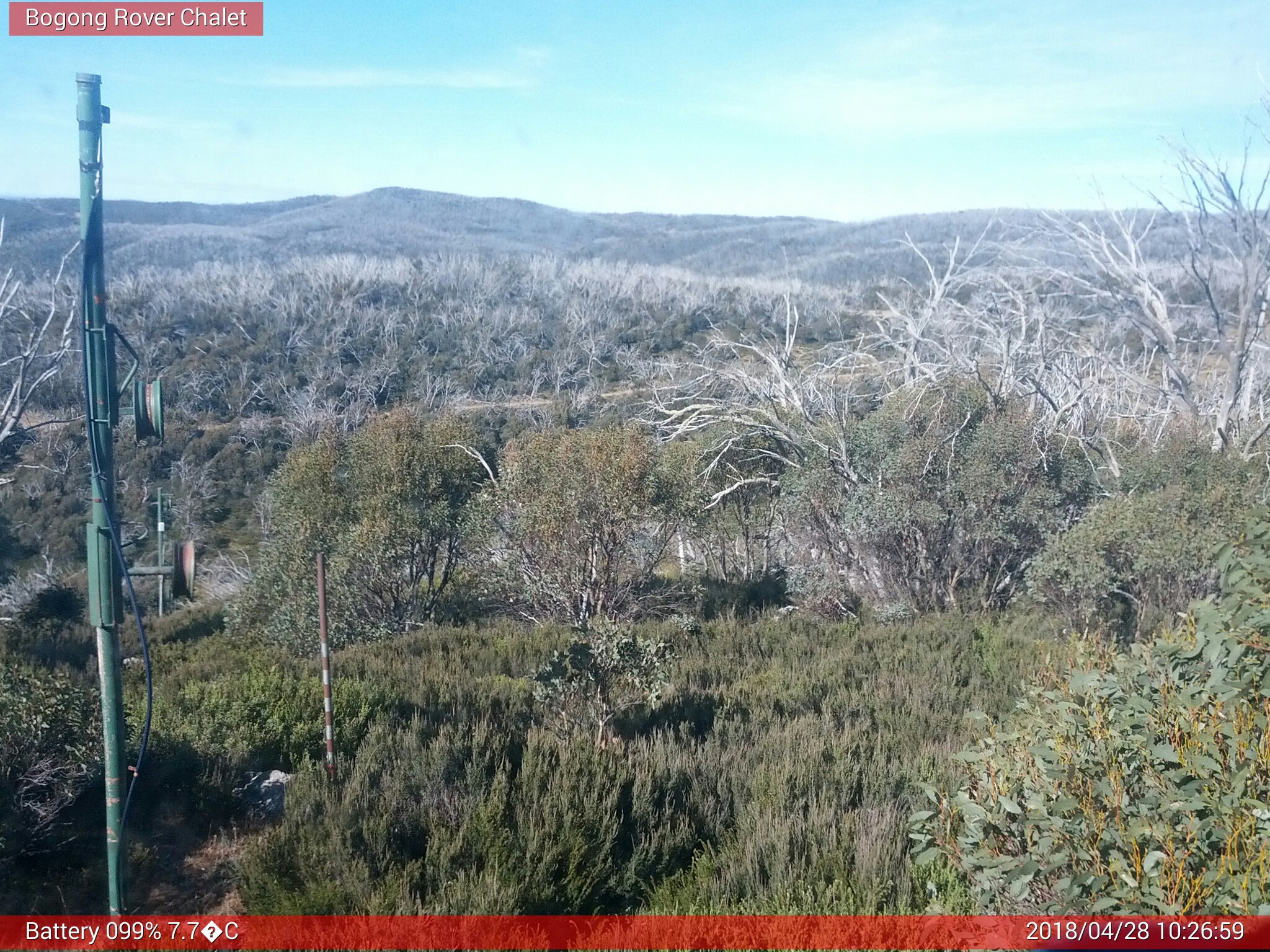 Bogong Web Cam 10:26am Saturday 28th of April 2018