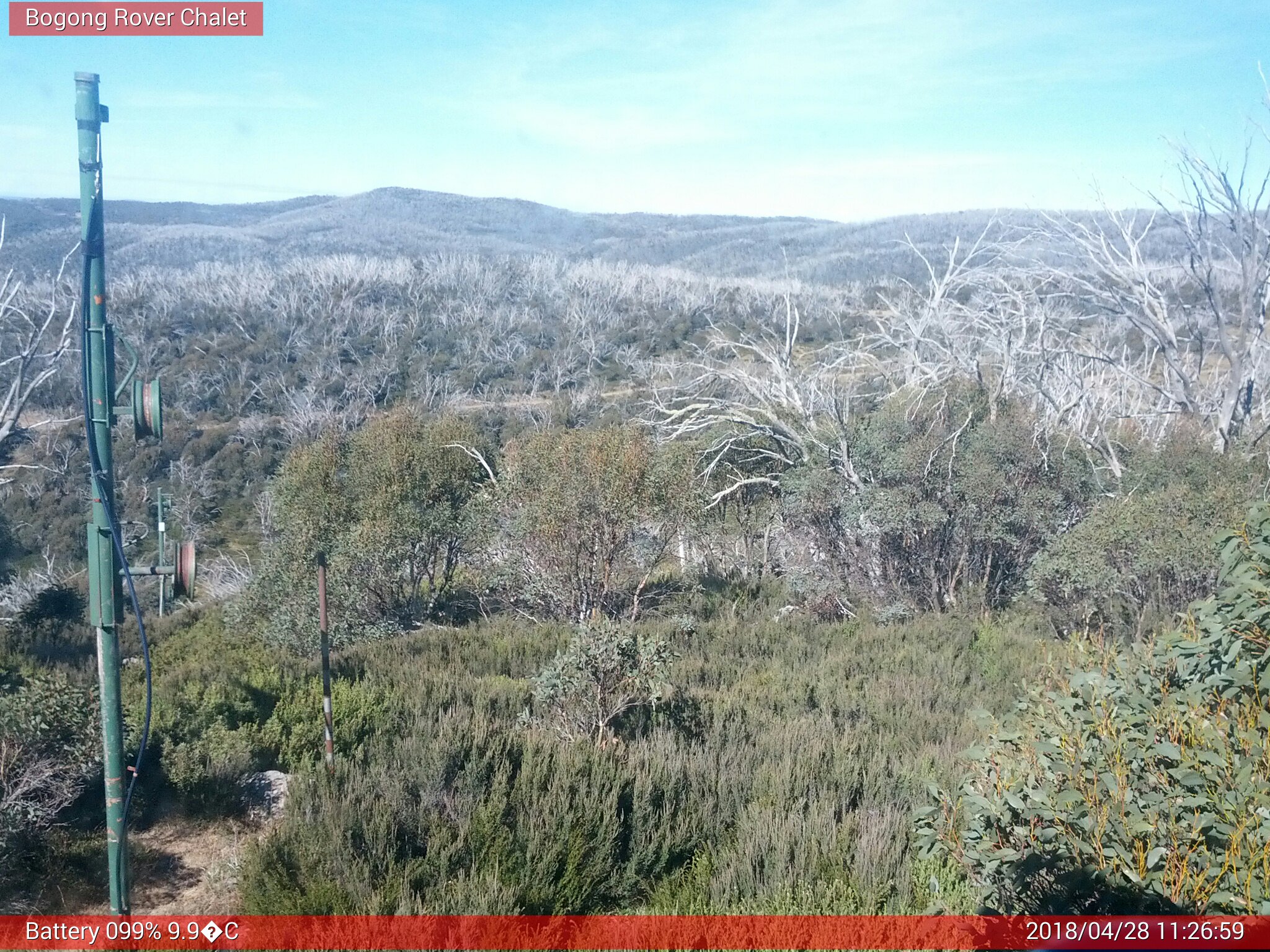 Bogong Web Cam 11:26am Saturday 28th of April 2018