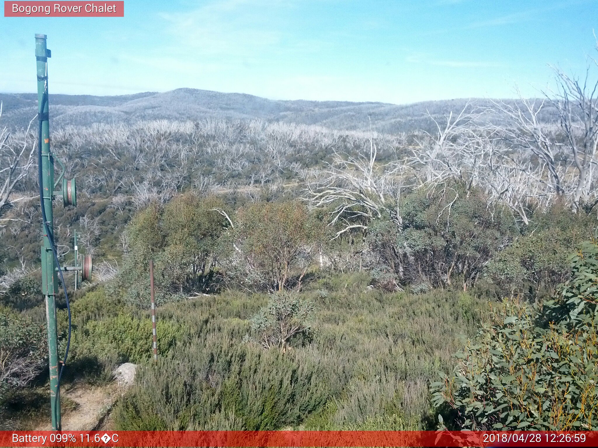 Bogong Web Cam 12:26pm Saturday 28th of April 2018