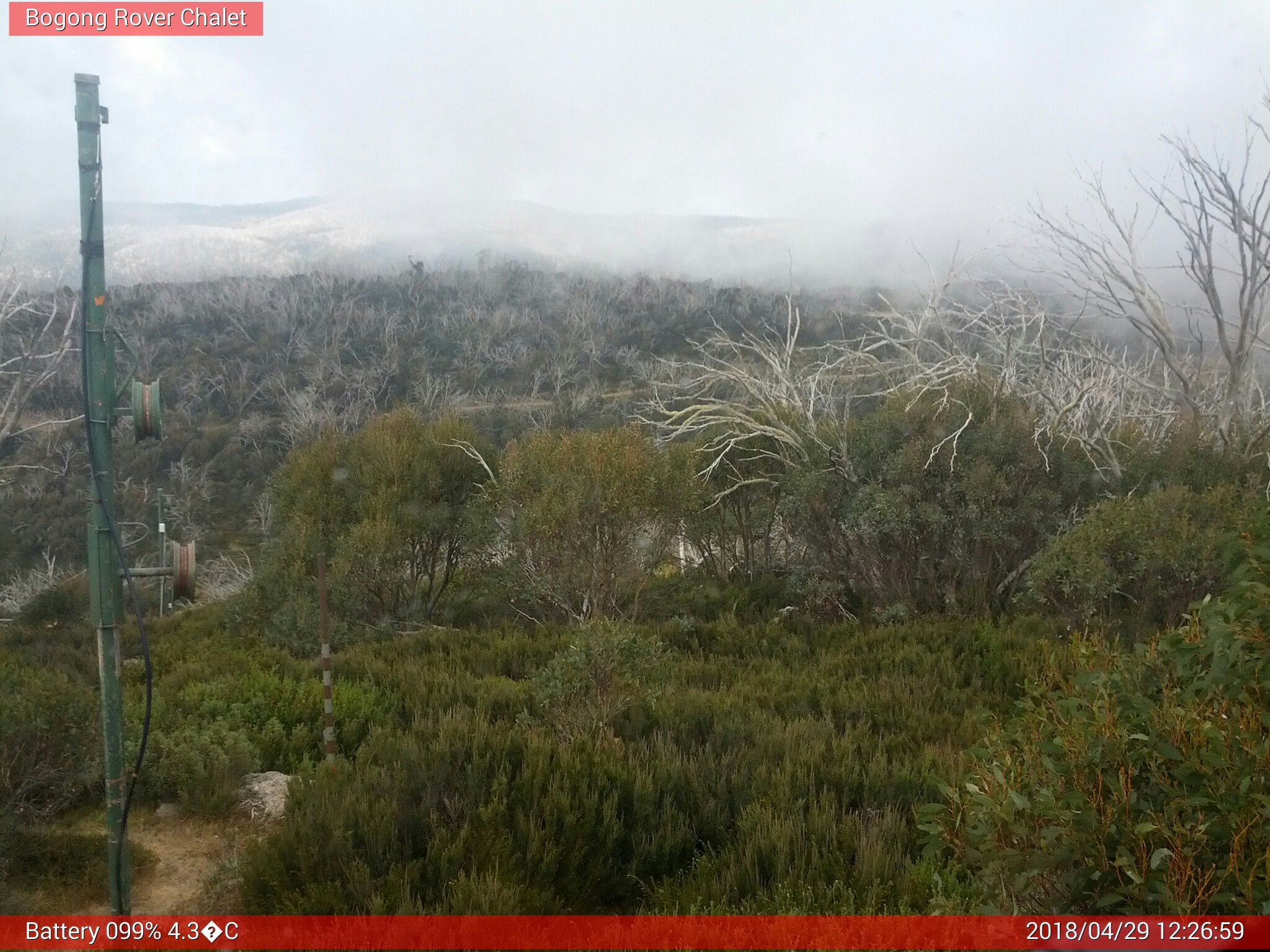 Bogong Web Cam 12:26pm Sunday 29th of April 2018