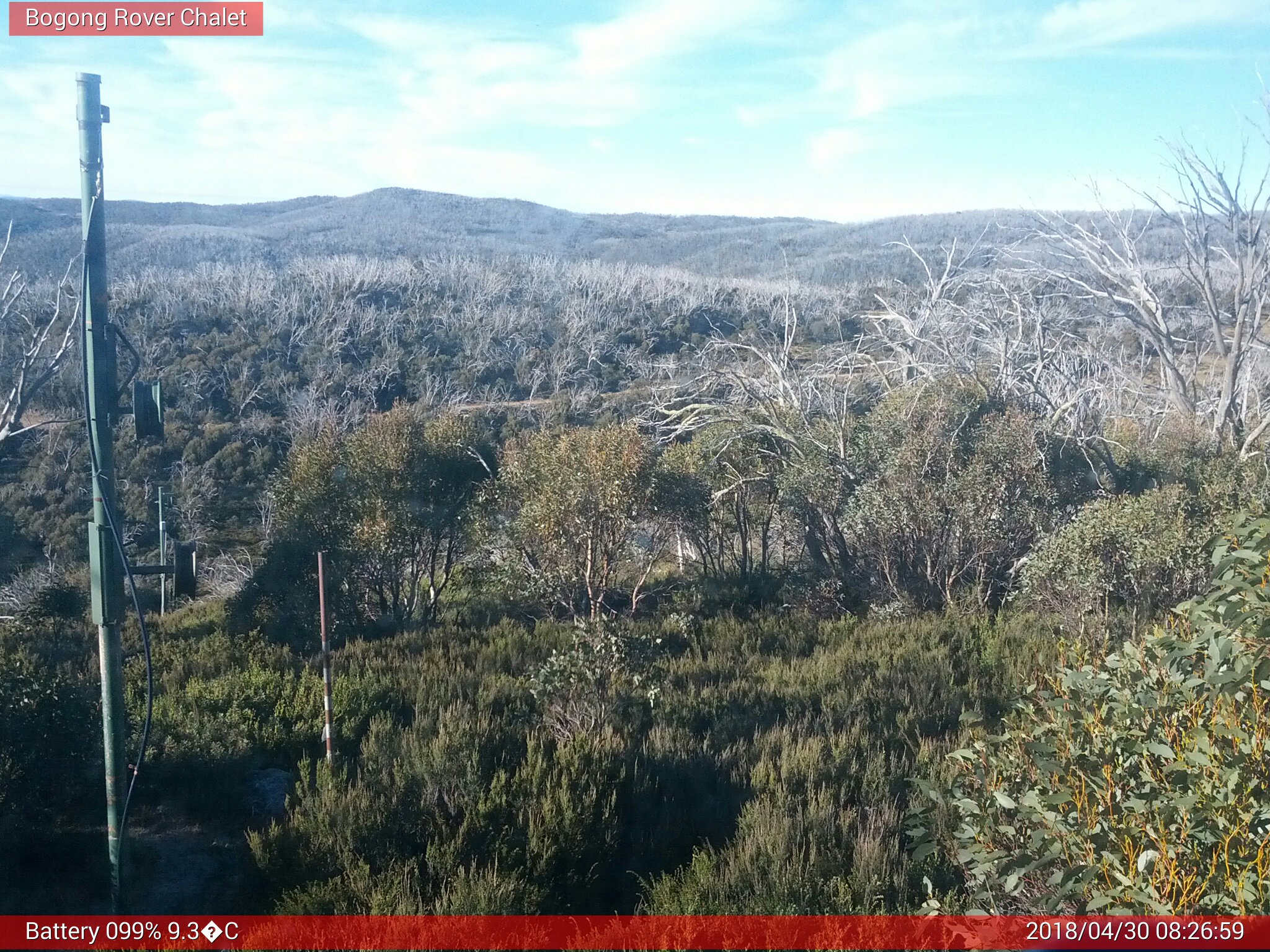 Bogong Web Cam 8:26am Monday 30th of April 2018