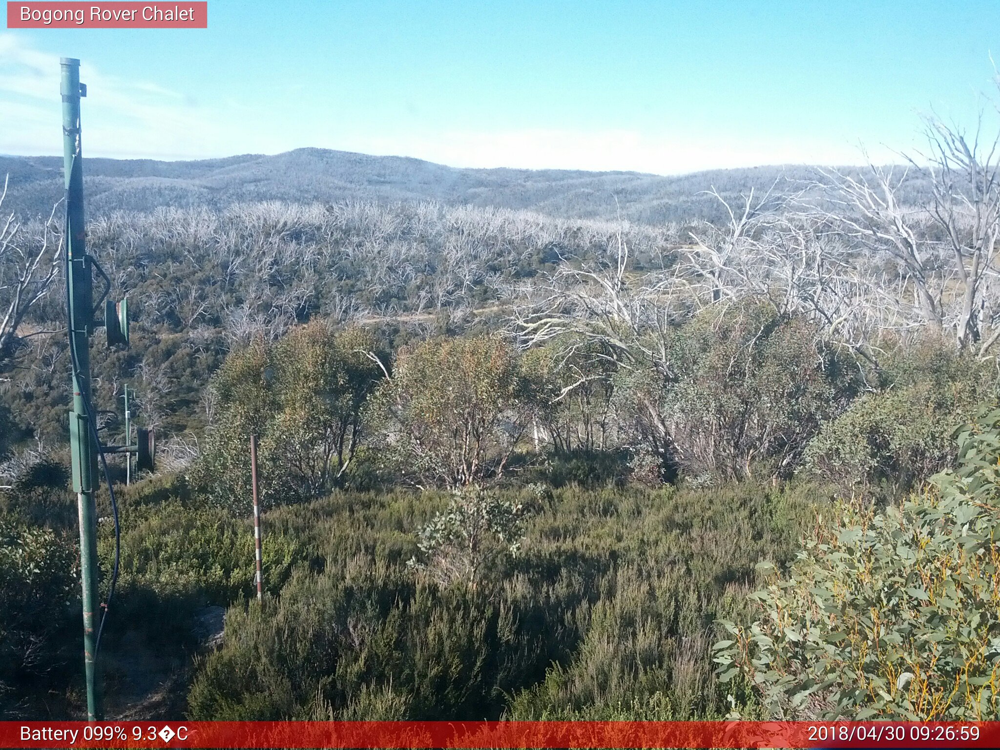 Bogong Web Cam 9:26am Monday 30th of April 2018