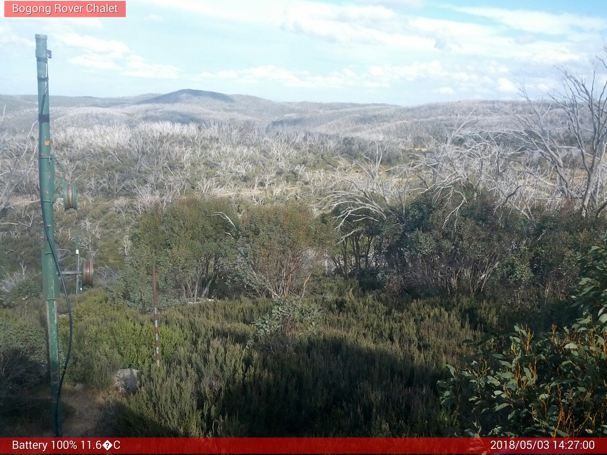 Bogong Web Cam 2:26pm Thursday 3rd of May 2018