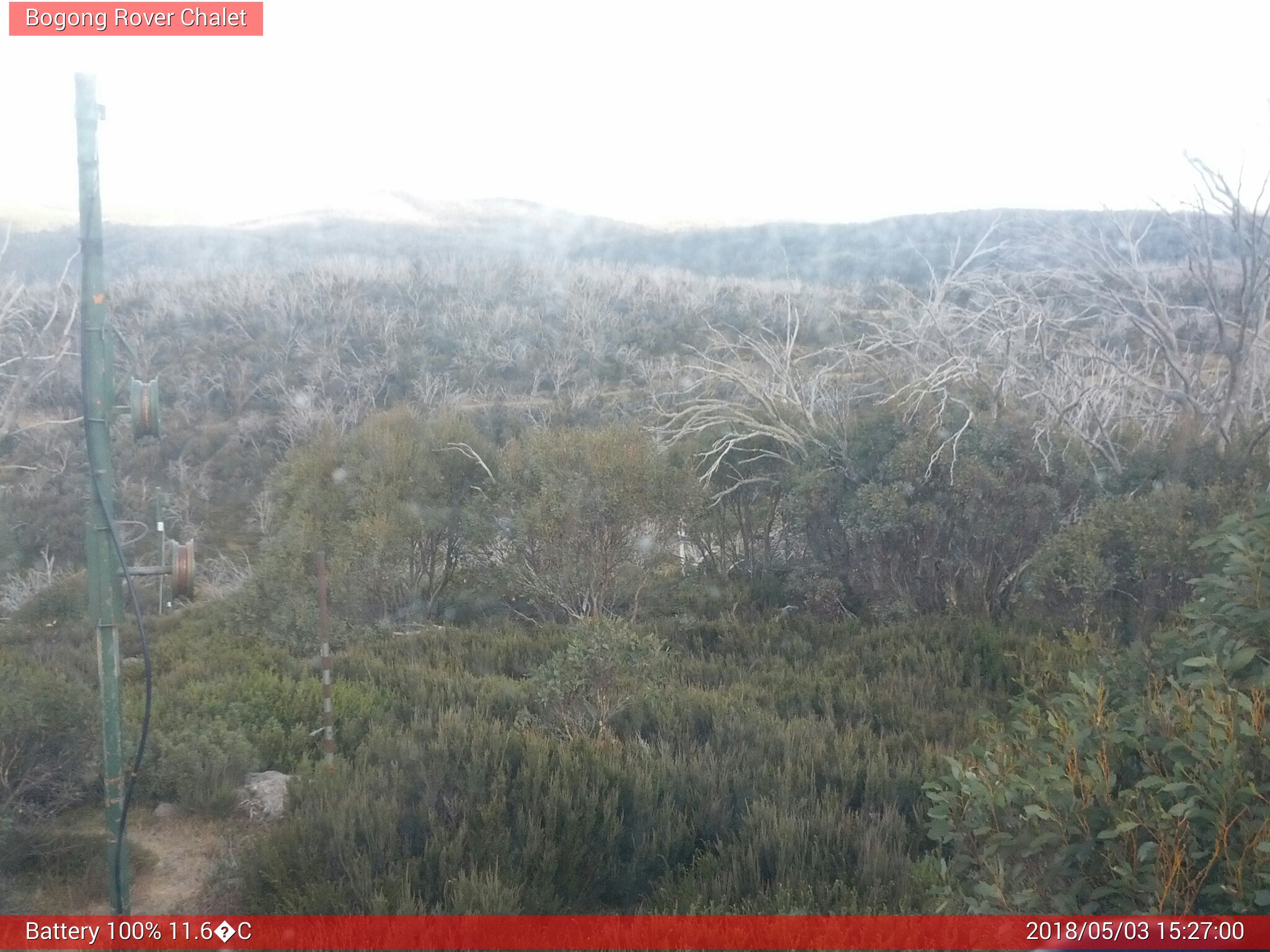 Bogong Web Cam 3:26pm Thursday 3rd of May 2018